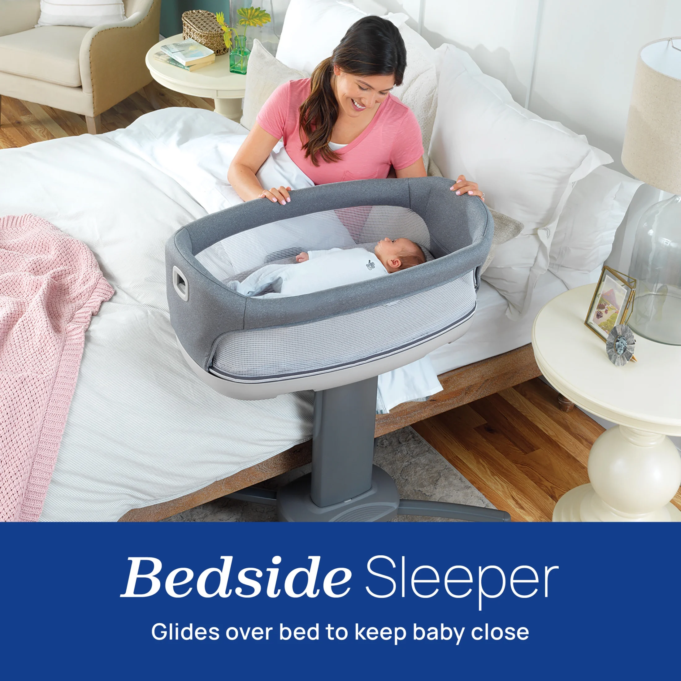 Chicco Close to You 3-in-1 Portable Bedside Bassinet and Changing Table - Heather Grey (Grey), New