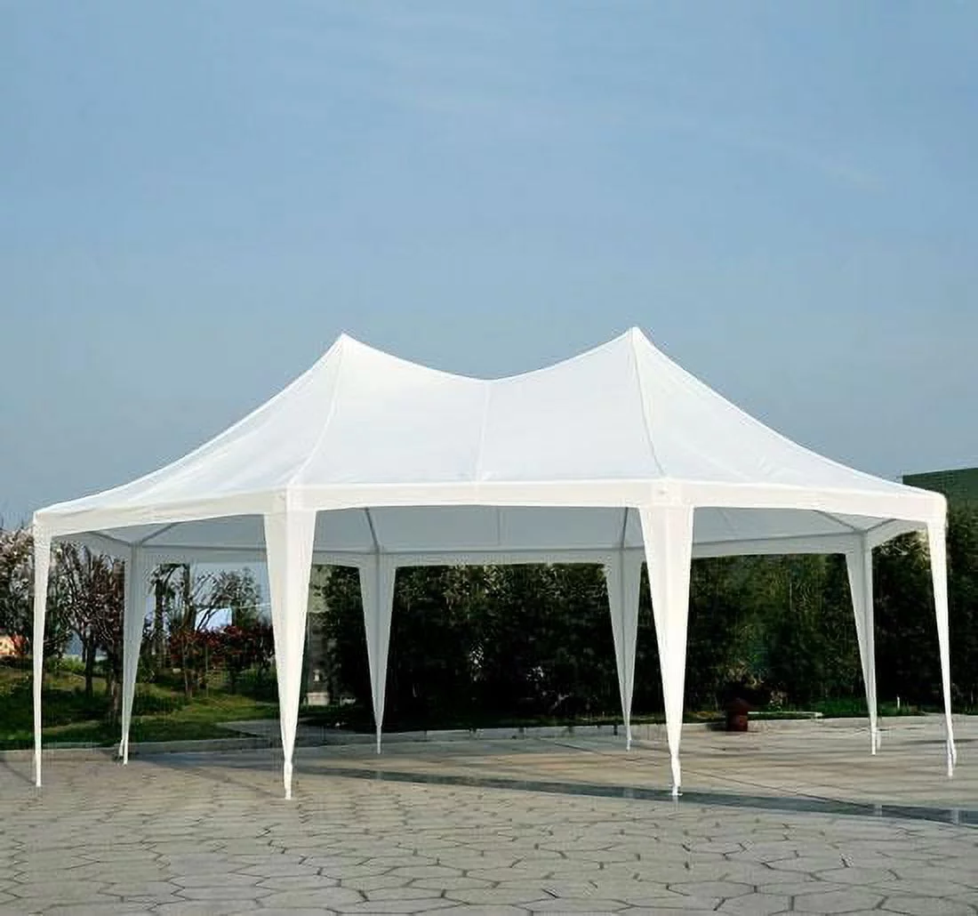 Online Gym Shop CB15413 Outdoor Octagon 8-Wall Party Canopy Gazebo Tent, White - 22 x 16 ft. & Large