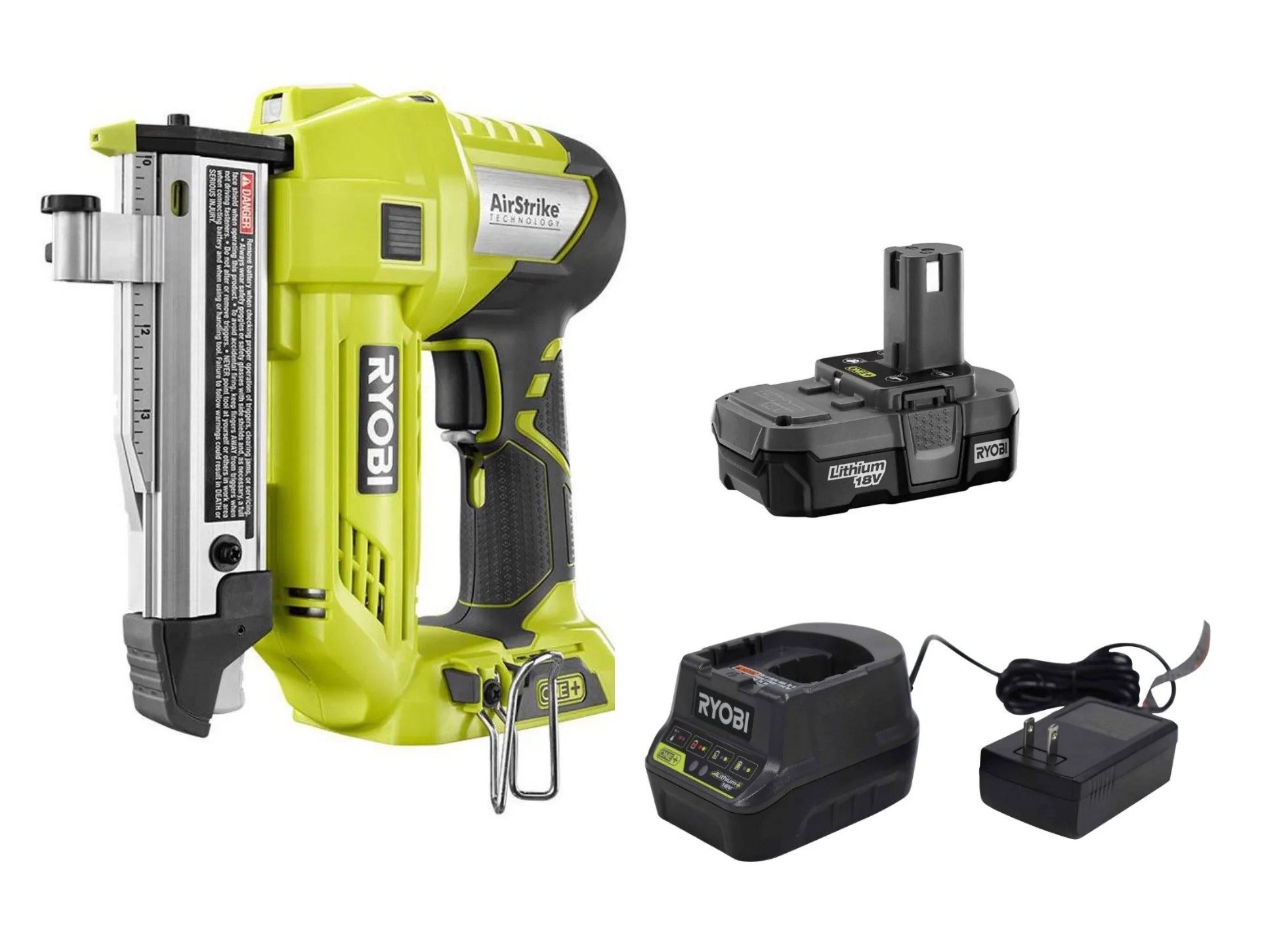 Ryobi 18V ONE+ Cordless AirStrike 23-Gauge 1-3/8 in. Headless Pin Nailer Kit (Includes: P318 Nail Gun, P102 Lithium-ion Battery Pack, P118b Charger)