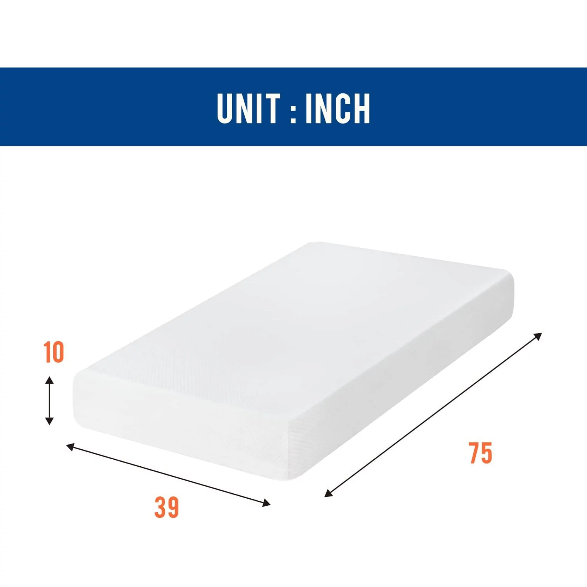 FDW Memory Foam Mattress in a Box Mattresses CertiPUR-US Certified Pressure Relieving (10 in, Twin)