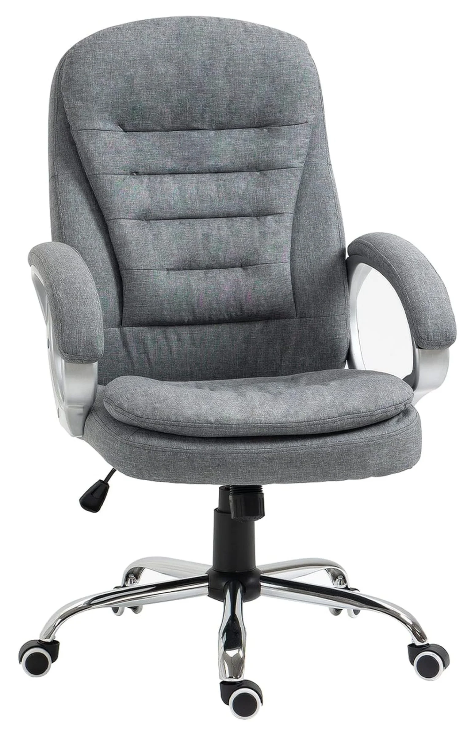KioJJp High Back Home Office Chair Executive Computer Chair with Adjustable Height, Upholstered Thick Padding Headrest and Armrest - Grey