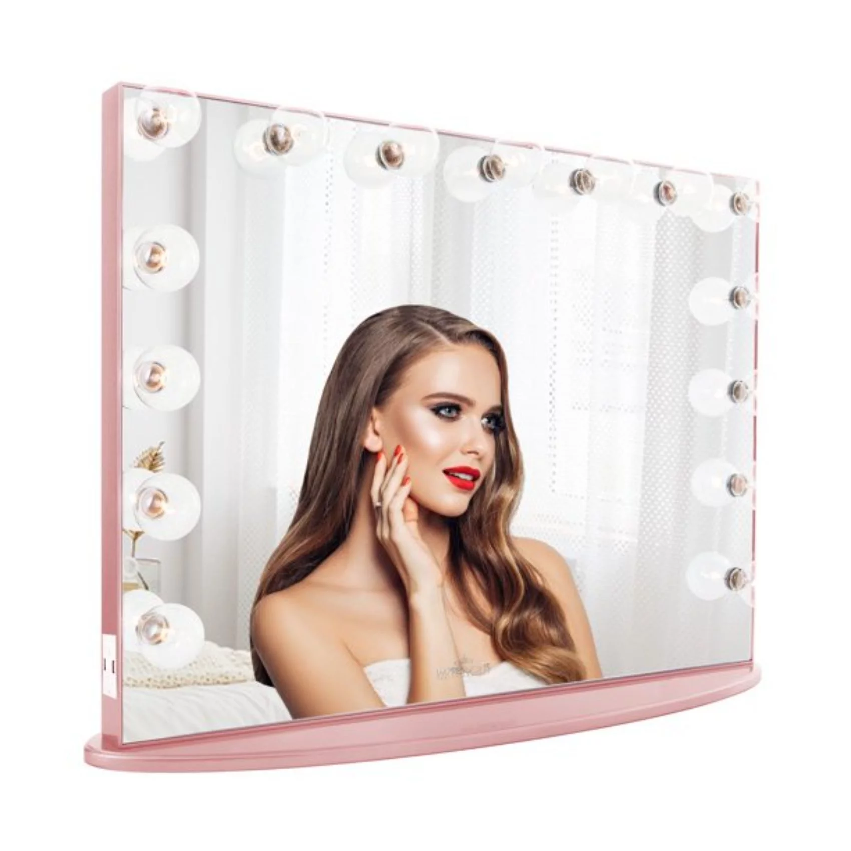 Impressions Vanity Hollywood Glow Pro LED Makeup Mirror, Tabletop Wall Mount Lighted Vanity Mirrors with Detachable Base (Light Pink)