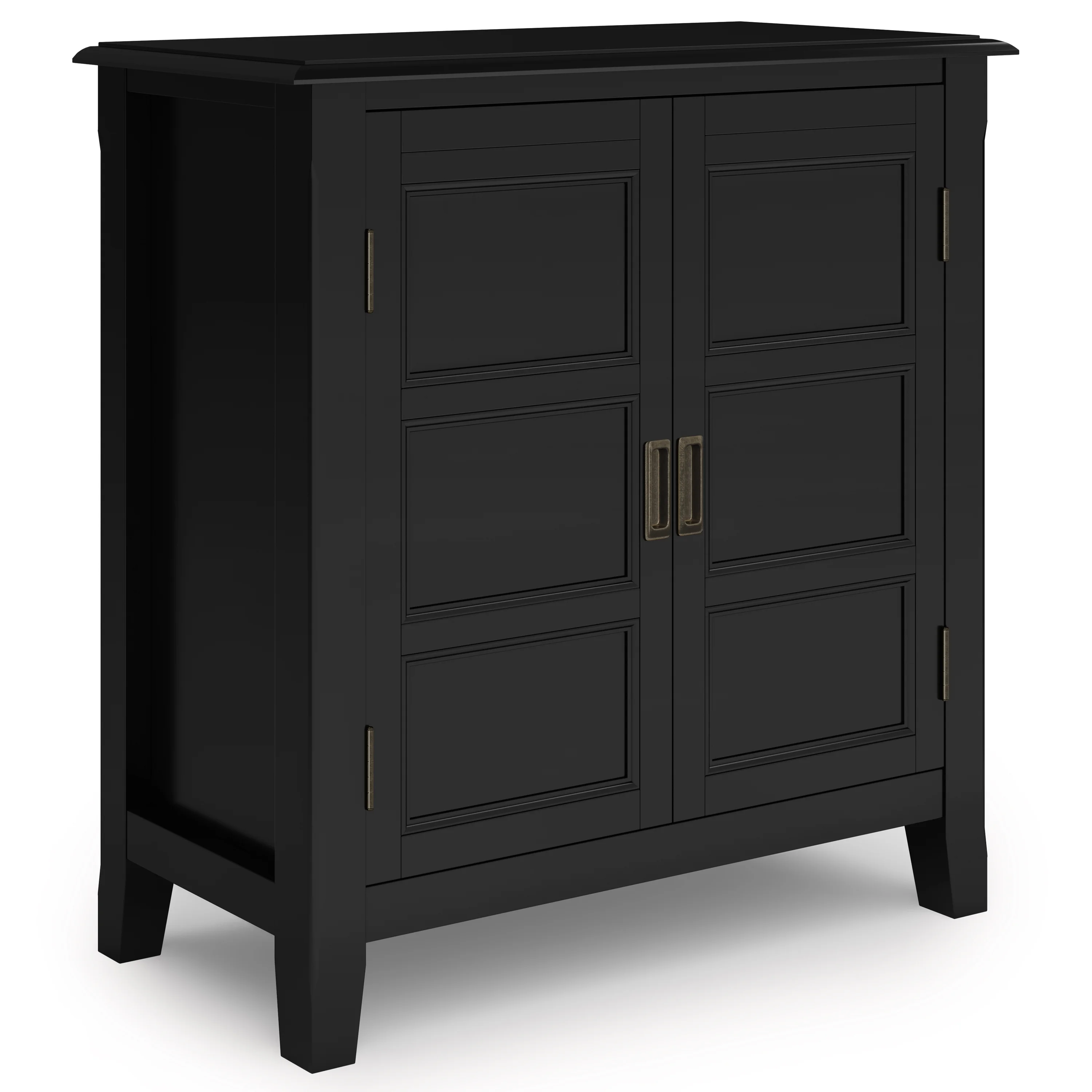 Simpli Home Burlington SOLID WOOD 30 inch Wide Traditional Low Storage Cabinet in Black