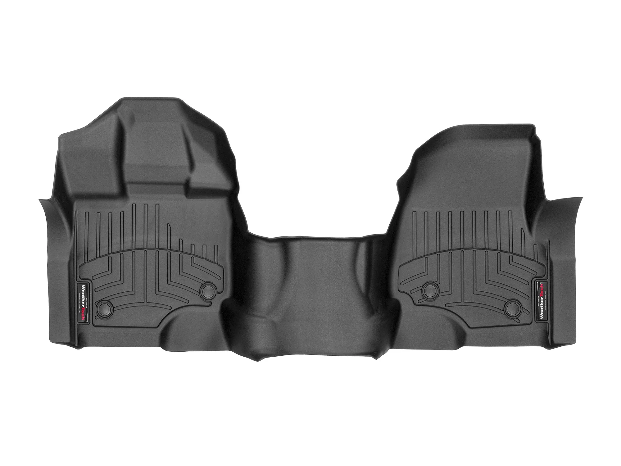 WeatherTech Custom Fit FloorLiners compatible with 2021-2024 Ford F-150 - 1st Row - Over The Hump, Black
