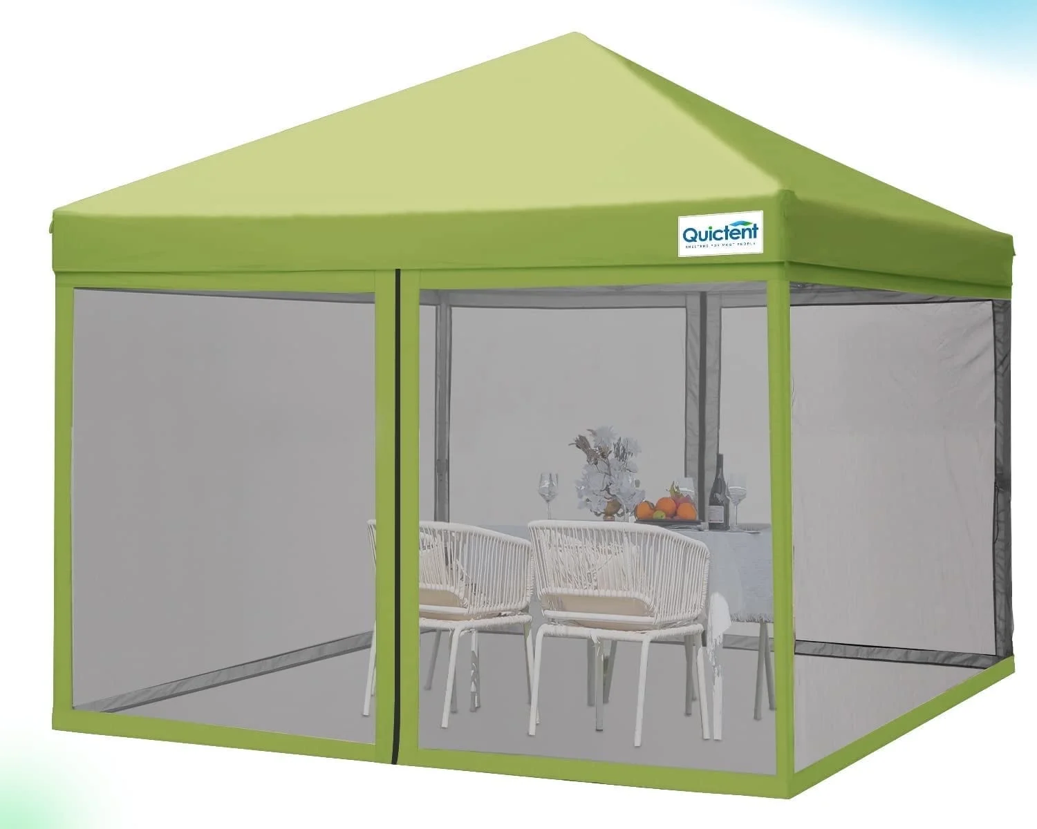 Quictent 10x10 Ez Pop up Canopy Screen House with Netting Instant Outdoor Canopy Tent Mesh Sideswalls-3 Colors (Green)
