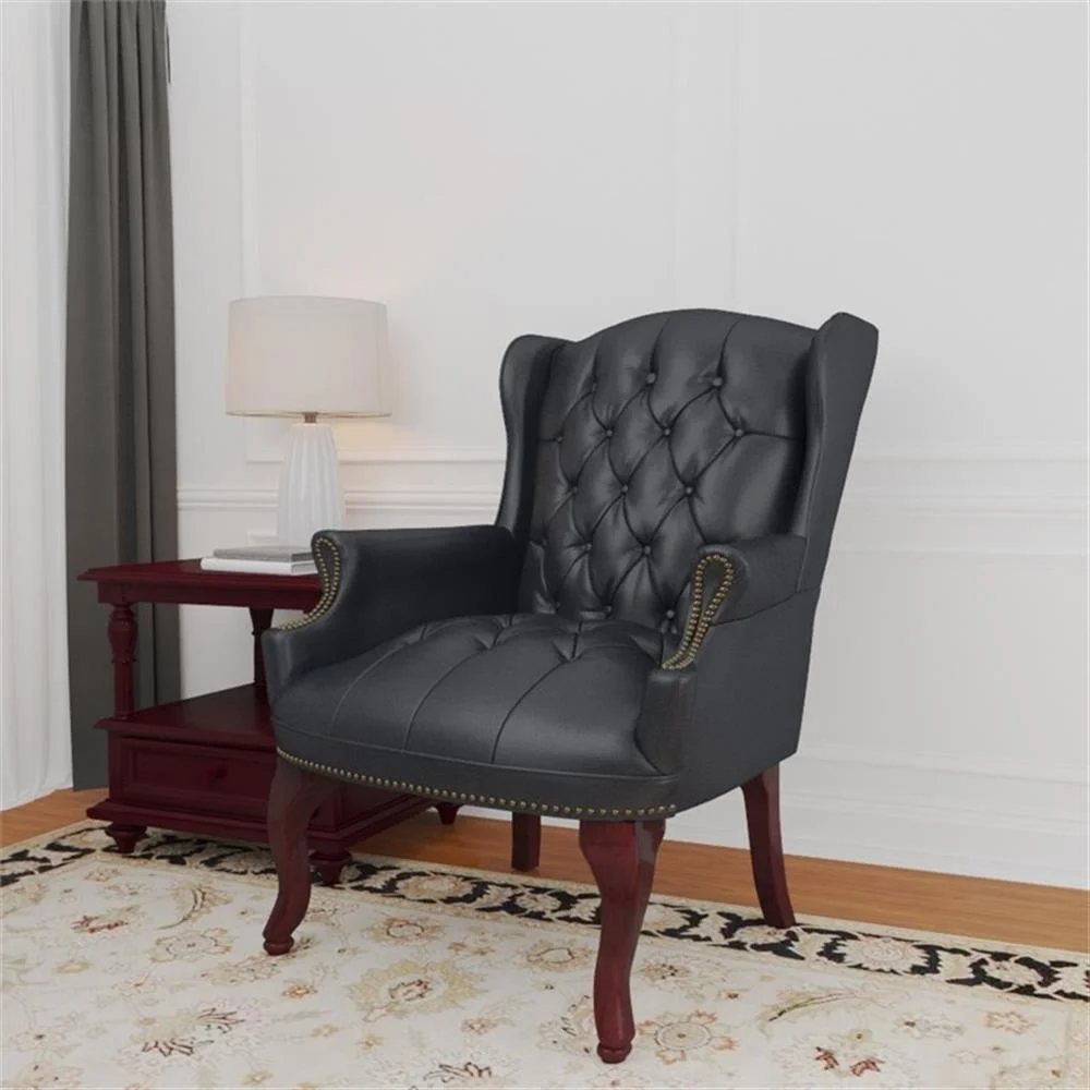 Boss Office Products Black Traditional Style Executive Reception Waiting Room Chair