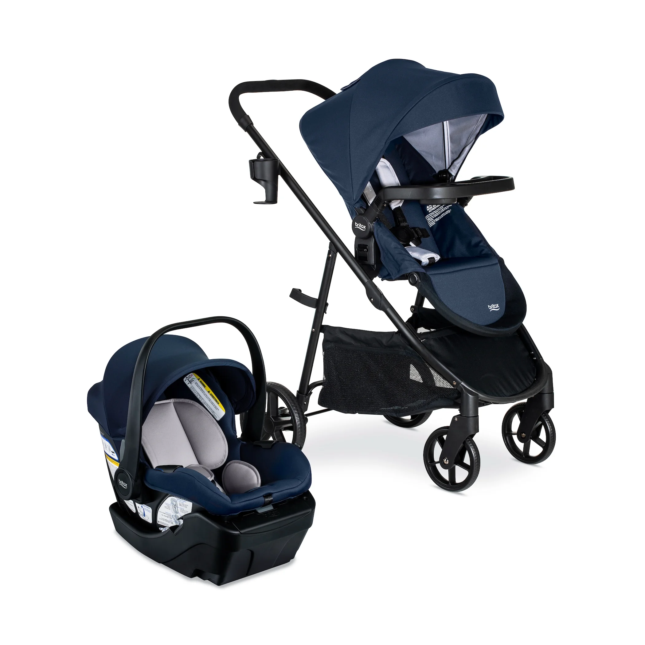 Britax Willow Brook Baby Travel System, Infant Car Seat and Stroller Combo, Navy Glacier
