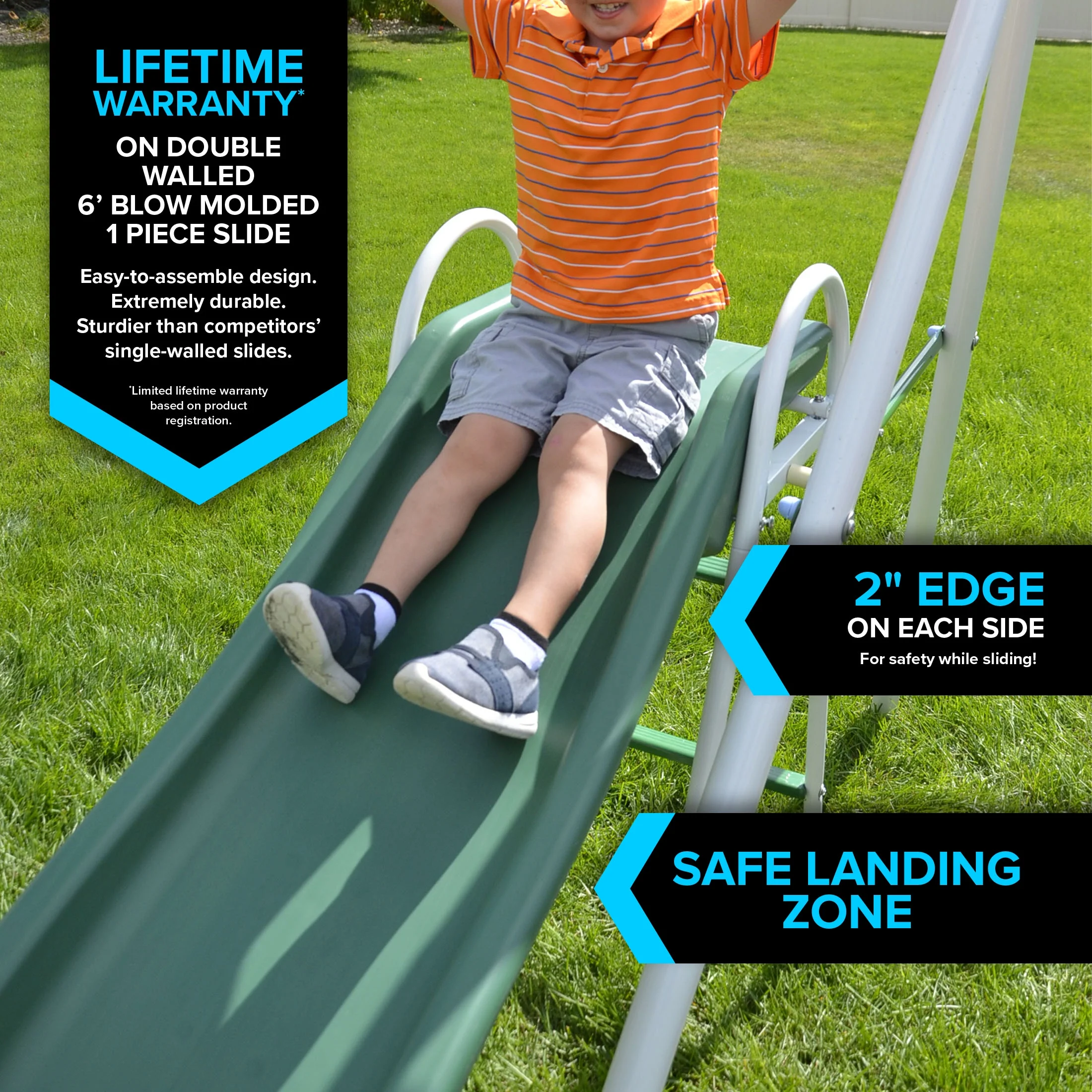 Sportspower Live Oak Metal Swing Set with 6' Heavy Duty Double Wall Slide with Lifetime Warranty