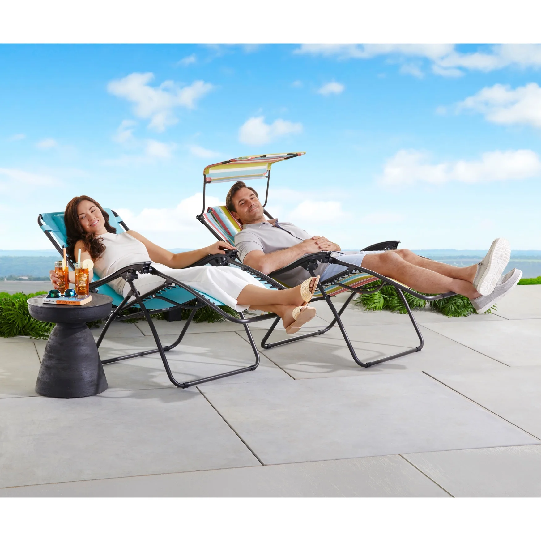 BrylaneHome 350 Lbs. Outdoor 350 Lbs. Weight Capacity Zero Gravity Adjustable Chair with Canopy Folding Patio Yard Lounger Chair