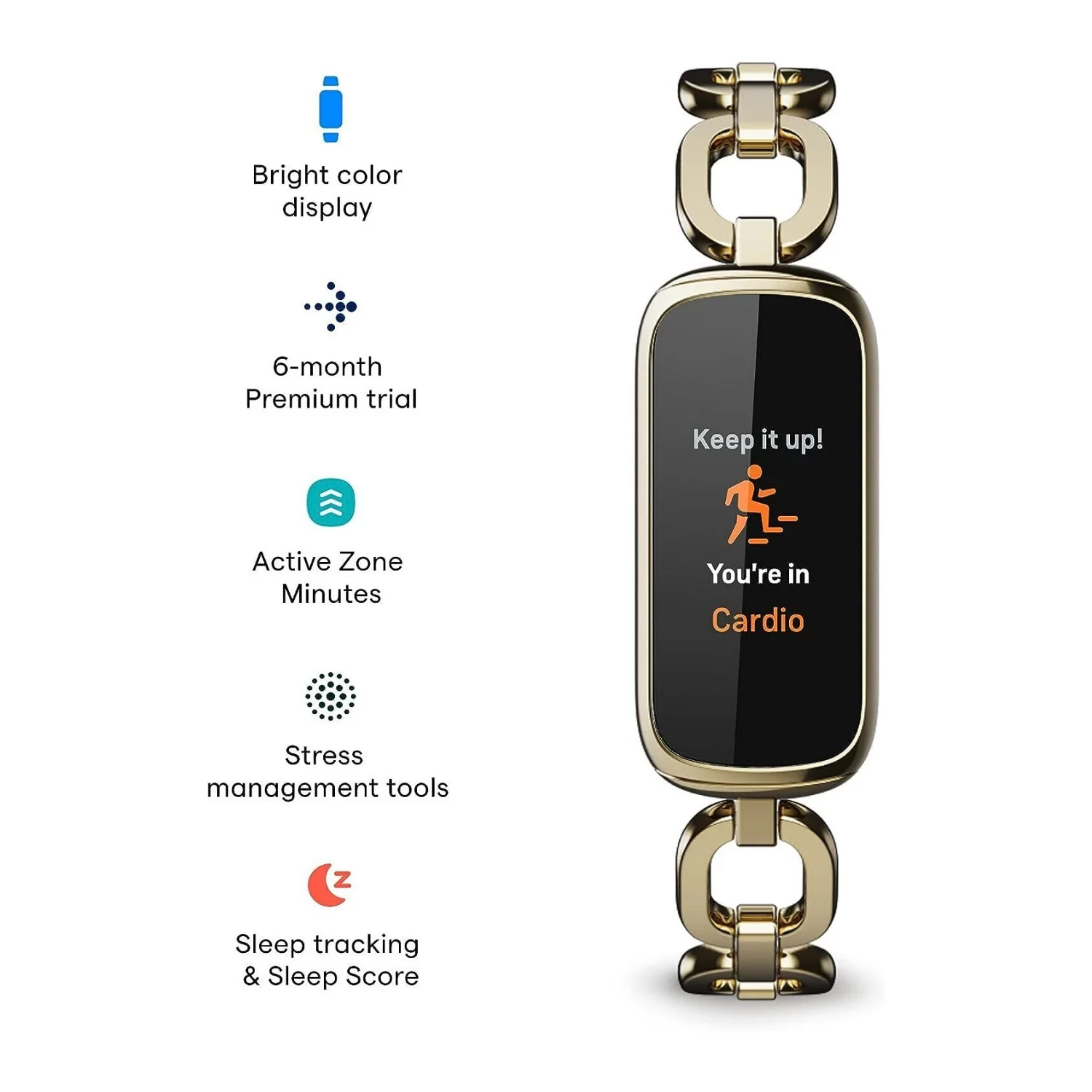 Fitbit Luxe - Gorjana Special Edition - soft gold stainless steel - activity tracker with Parker link bracelet - stainless steel - gold - Bluetooth