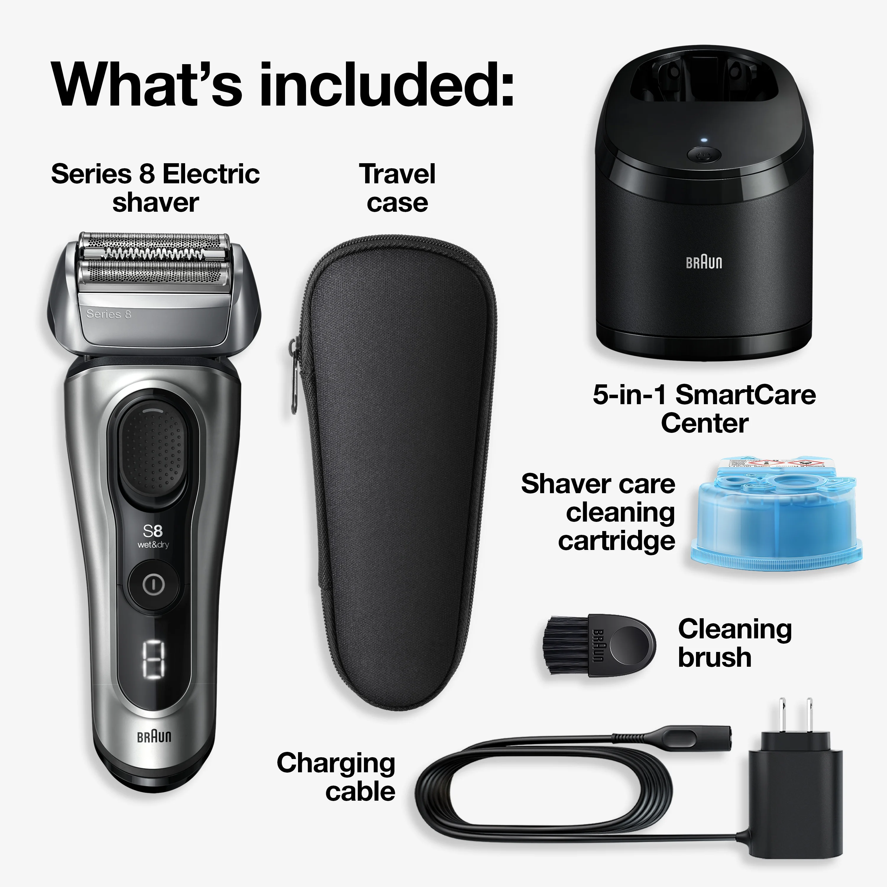Braun Series 8 Electric Shaver for Men, 5in1 SmartCare Center, 8567cc Galvano Silver