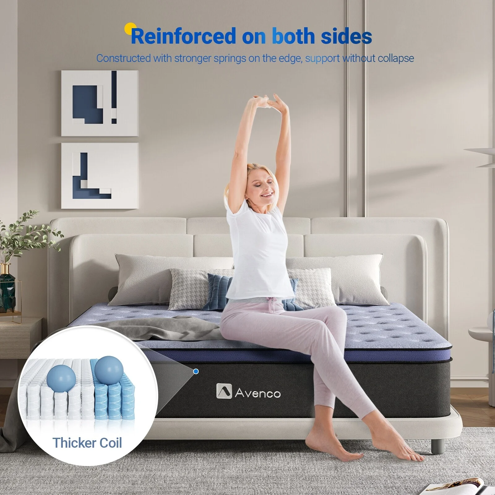 Avenco Hybrid Mattress 10 Inch Medium Firm Mattress in a Box, Pocket Innerspring for Motion Isolation King