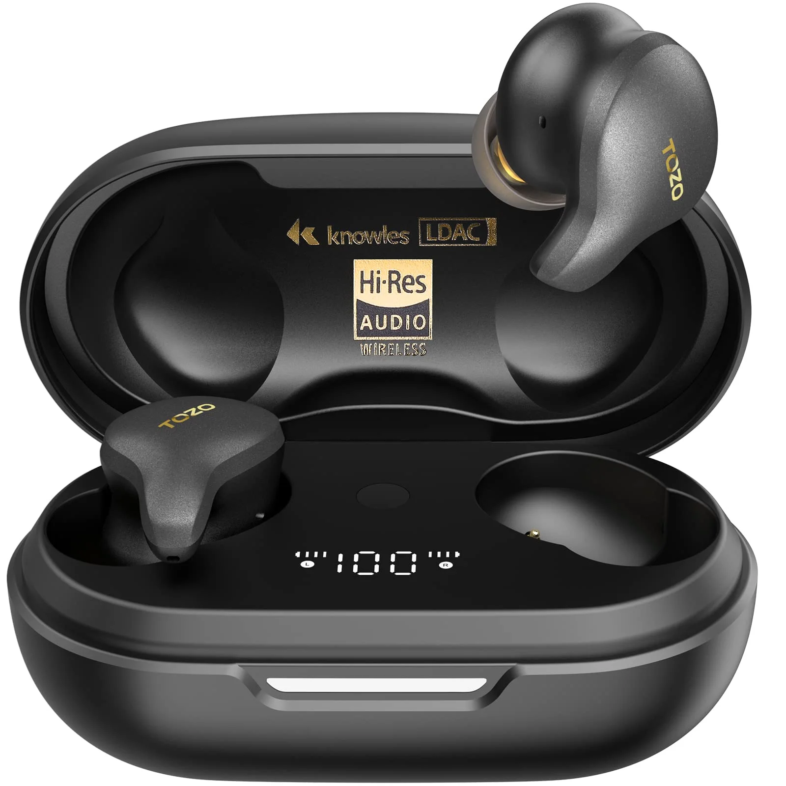TOZO Golden X1 Wireless Earbuds,Hi-Res,LDAC,ANC,ENC,Bluetooth 5.3,APP Custom EQ - Black