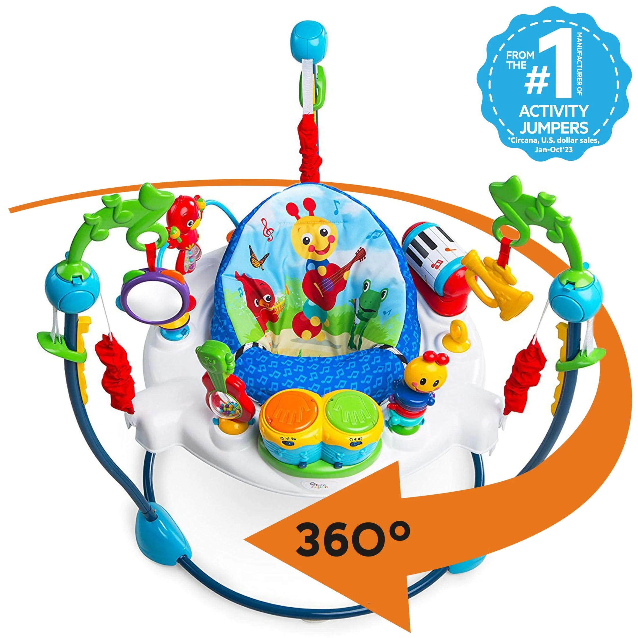 Baby Einstein Neighborhood Symphony Activity Infant Jumper with Take-Along Drum Set, Unisex