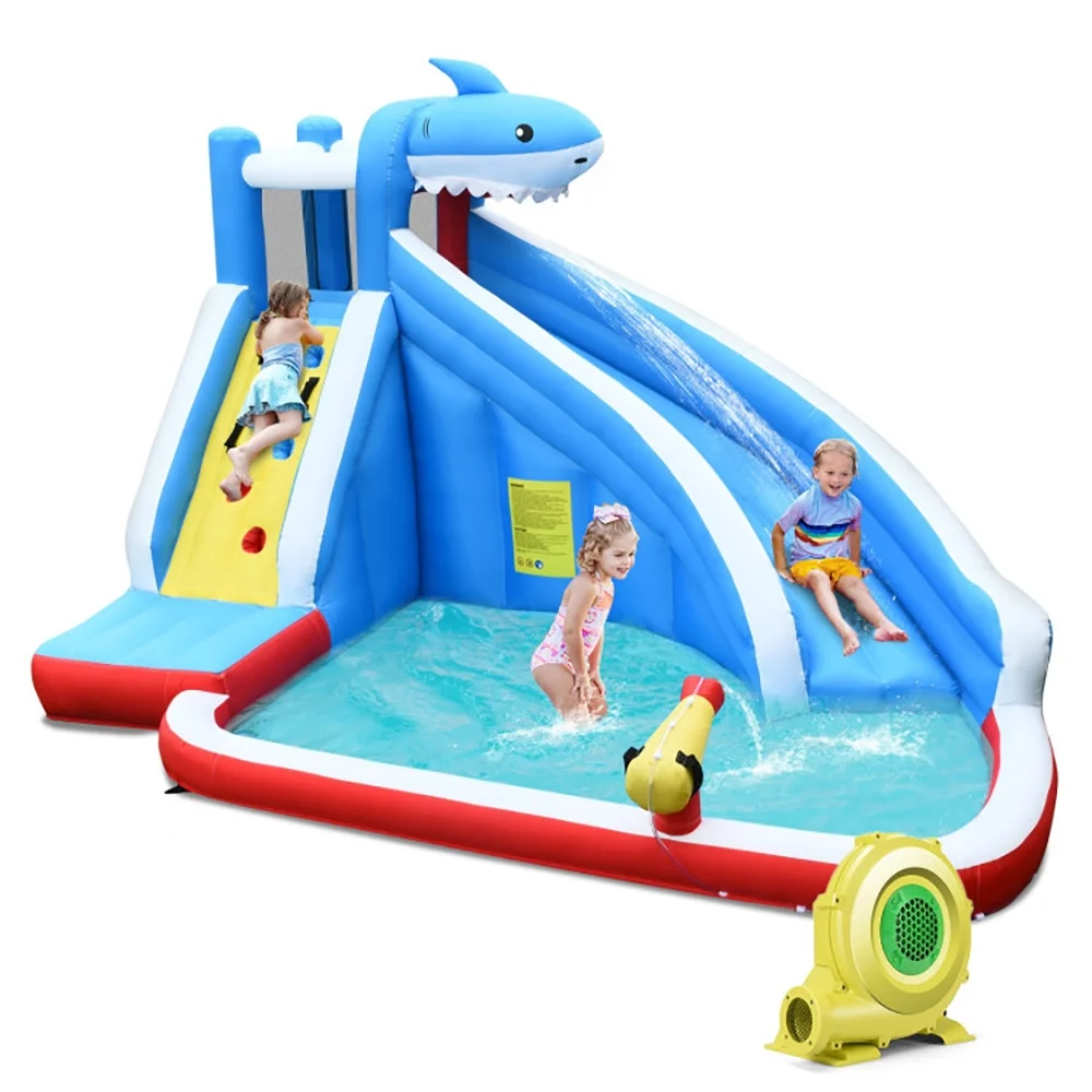 Aimee Lii 4-in-1 Inflatable Water Slide Park with Long Slide and 735W Blower, Kids Bounce House Water Slide