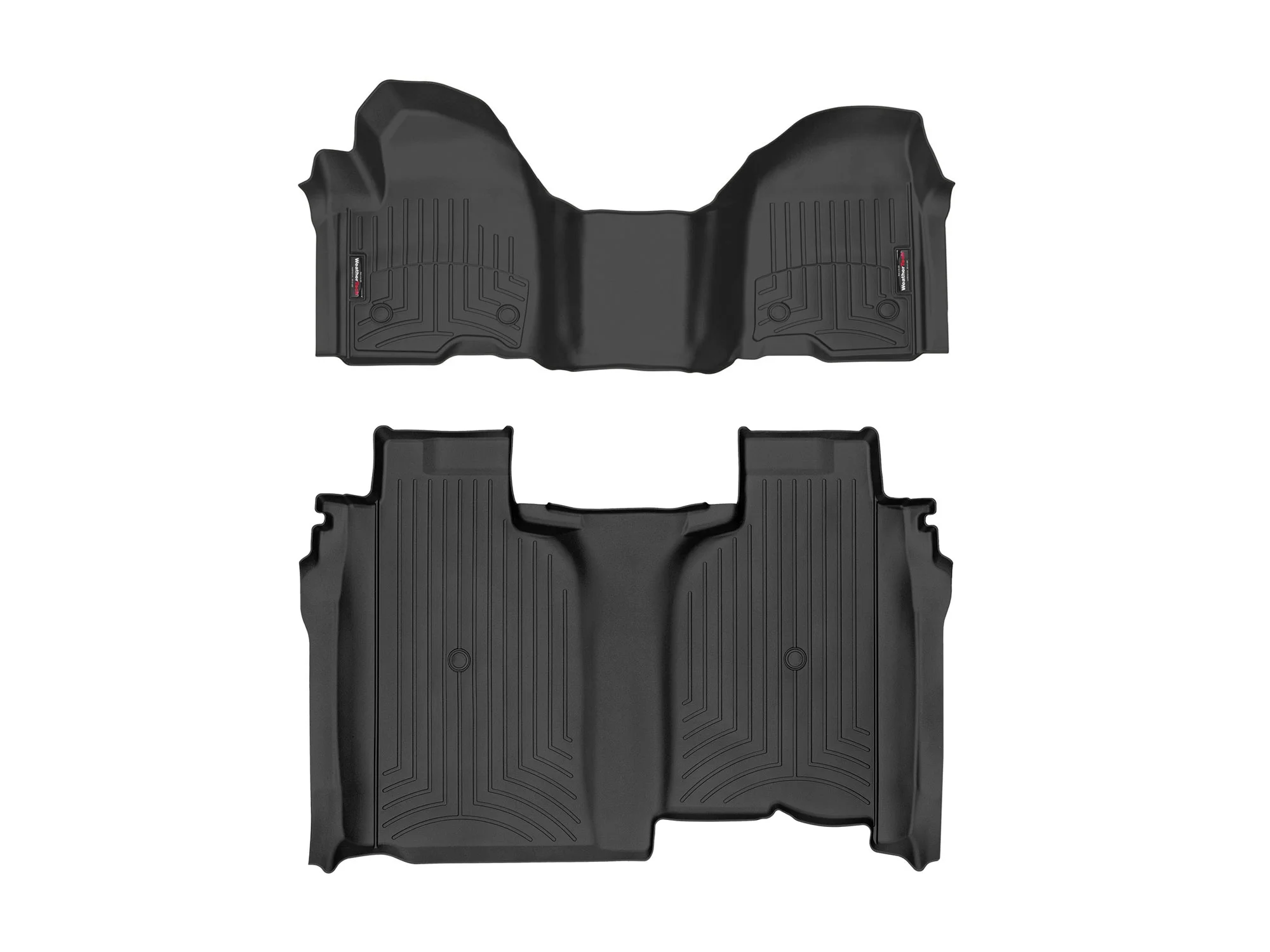 WeatherTech Custom Fit FloorLiners compatible with 4414911-4414365 - 1st Row Over-The-Hump & 2nd Row Black