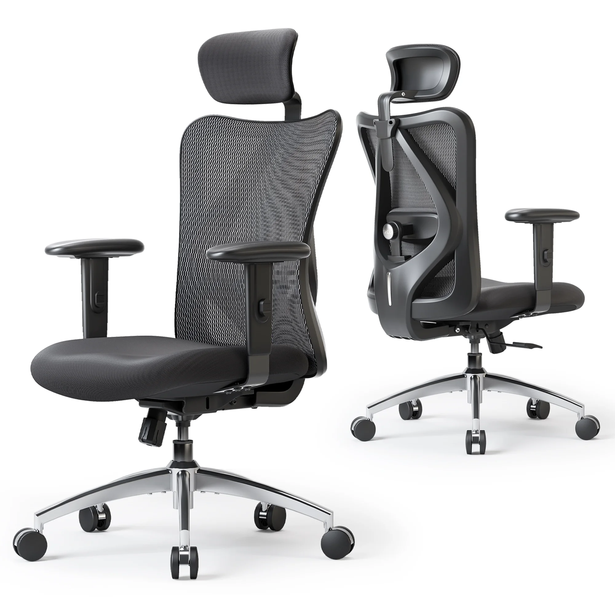 SIHOO Office Chair, Mesh Computer Ergonomic Chair with Adjustable Lumbar Support, High Back Chair for Big and Tall, Black