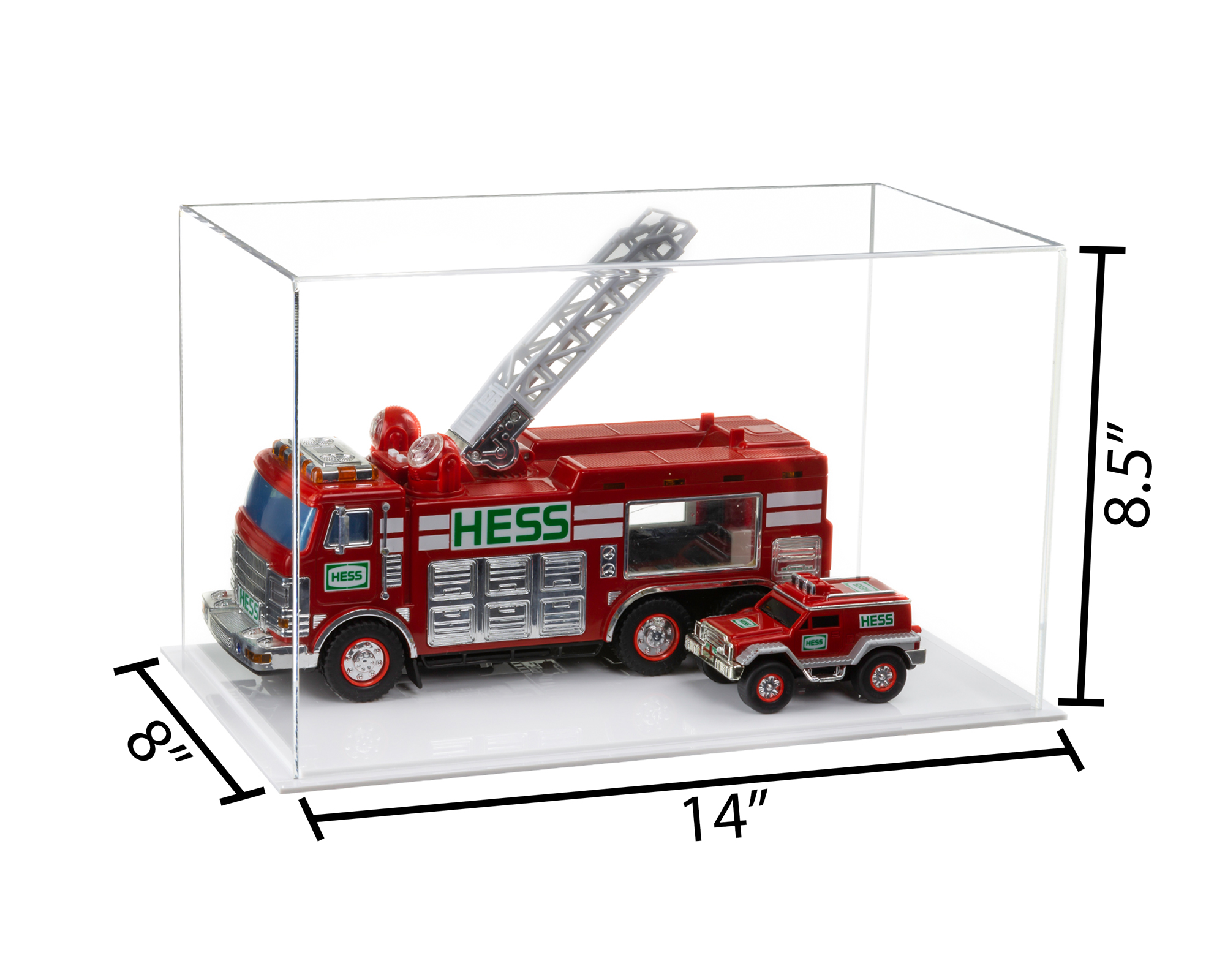 Versatile Acrylic Clear Display Case - Medium Rectangle Box with White Base 14