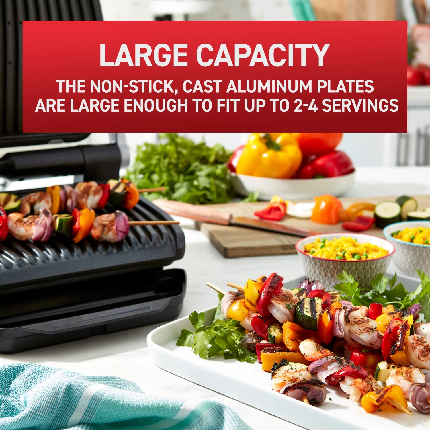 T-Fal OptiGrill Indoor Electric Grill with Removable, Dishwasher Safe Nonstick Plates, GC712D54