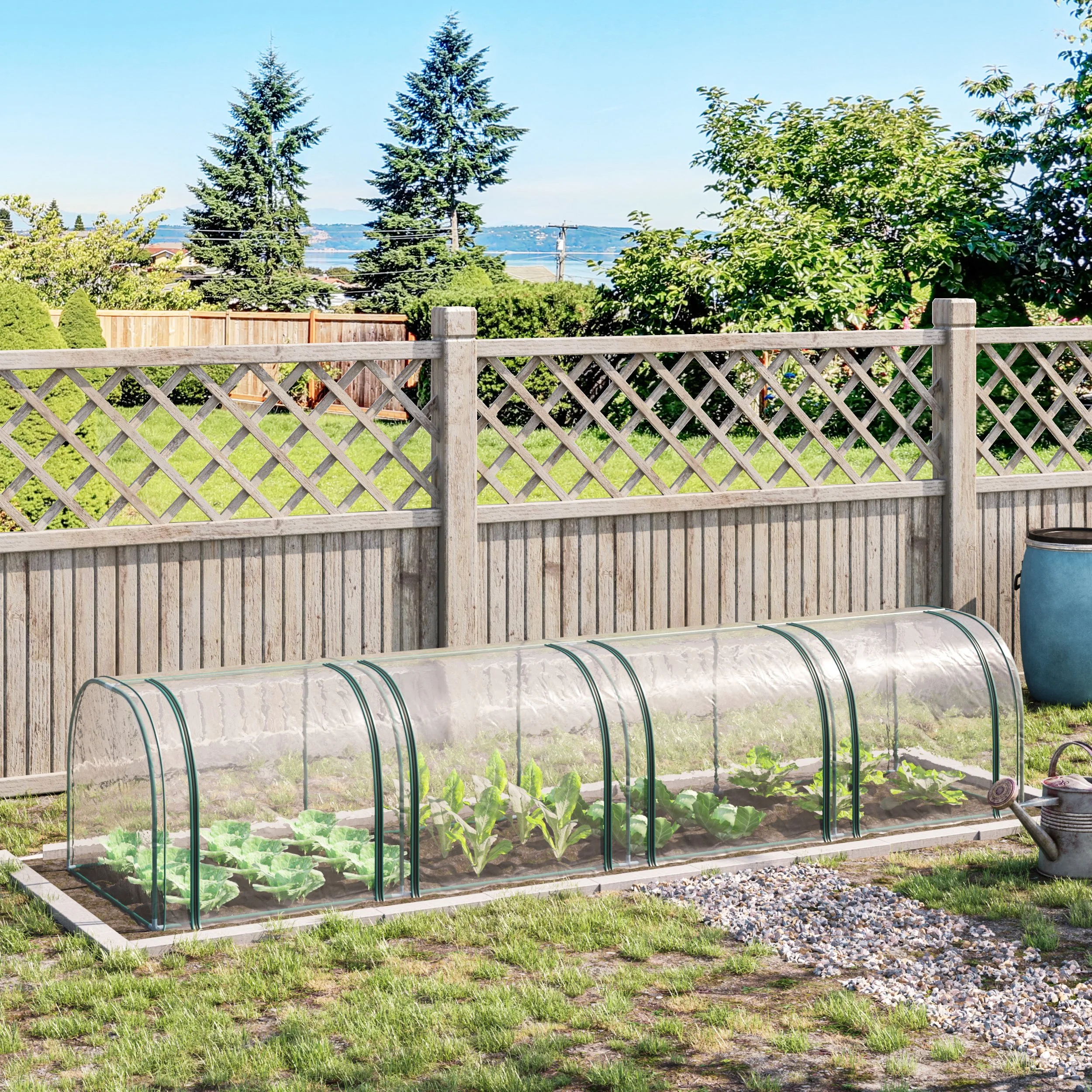 CoSoTower Mini Greenhouse, Portable 13' L X 3' W X 2.5' H Tunnels, 4 Roll-Up Zip Doors, Uv Waterproof Pvc Cover, Steel Frame, Green