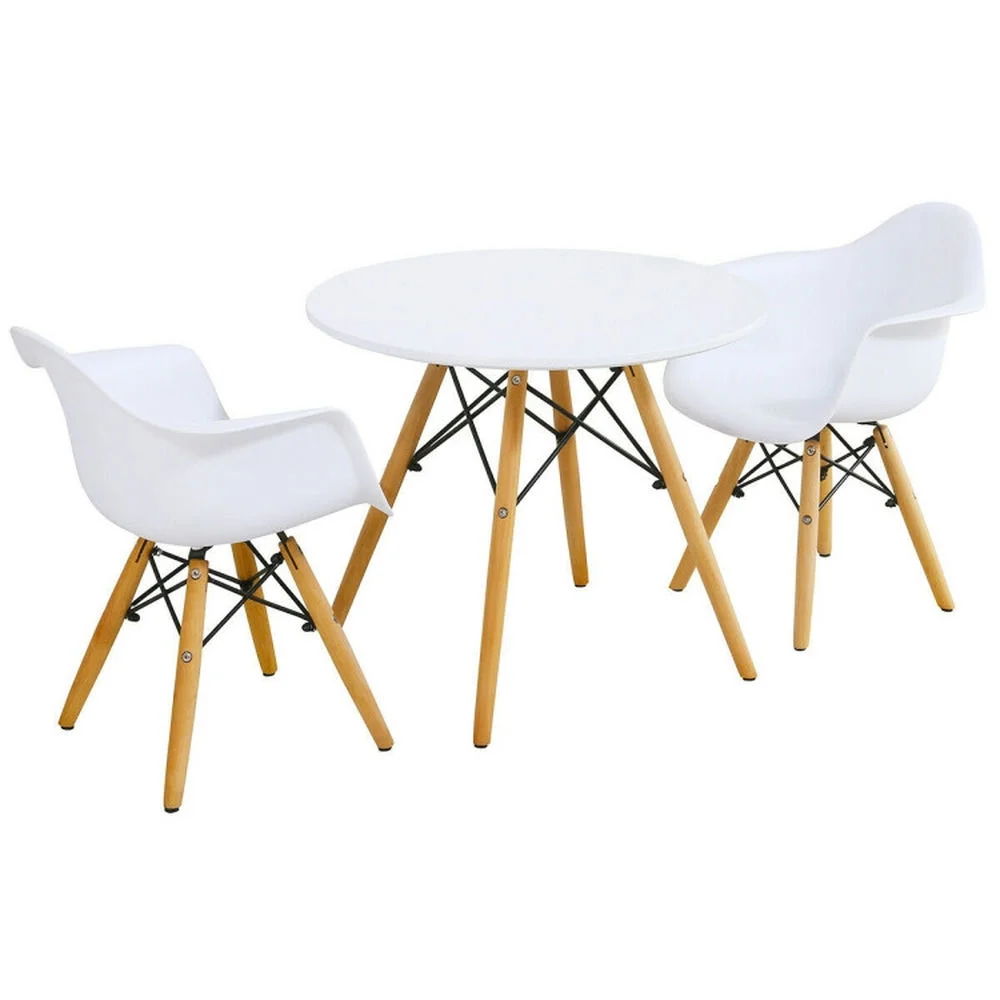 Canddidliike 3 Pieces Kid's Modern Round Table Chair Set, Kids Table for Arts & Crafts, Snack Time, Homeschooling, Homework