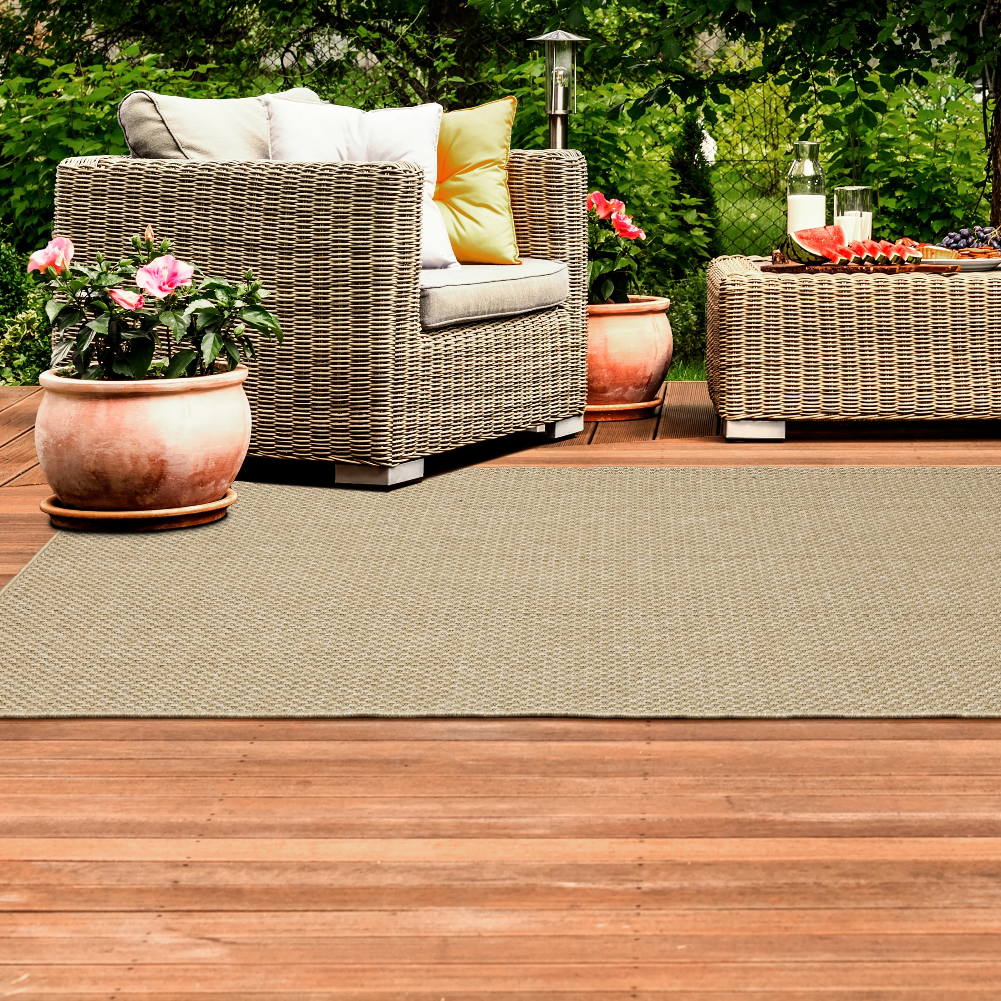 Style Haven Veranda Tonal Woven Basket Weave Indoor-Outdoor Rug Light Brown 8'6