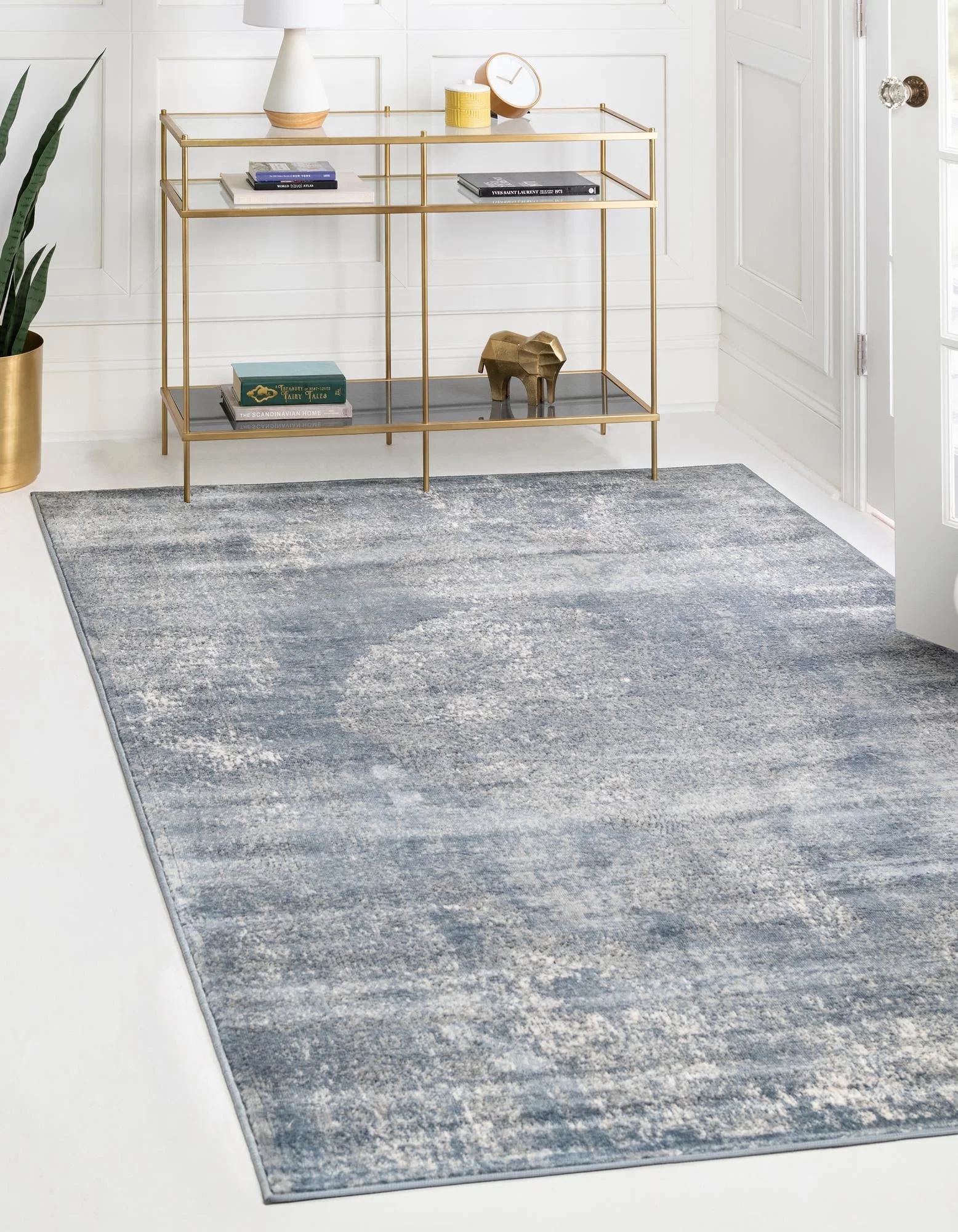 Unique Loom Portland Collection Area Rug - Woodburn (10' x 14' 1 Rectangle, Blue/ Ivory)