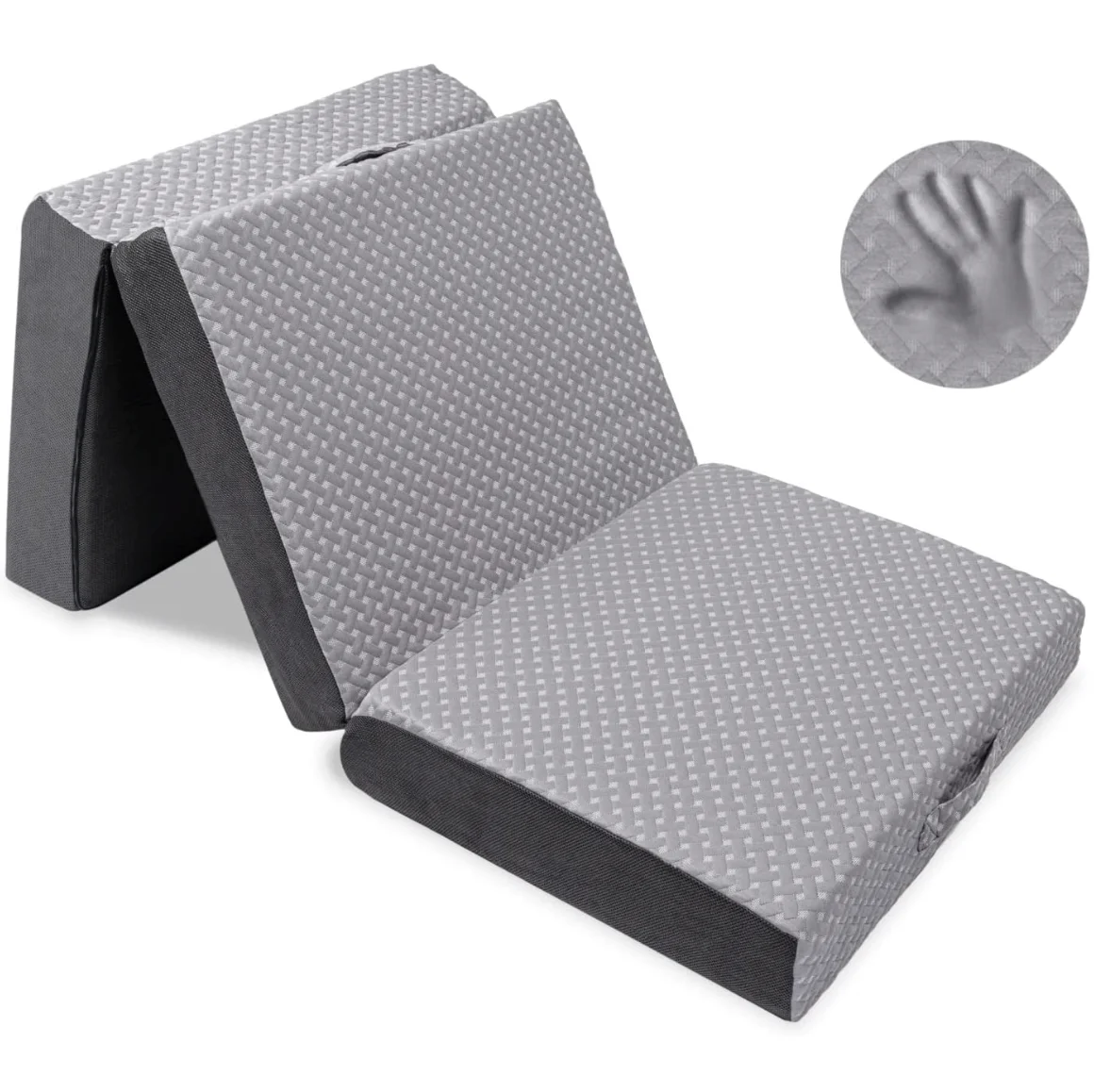 Milliard Foldable Memory Foam Mattress with Washable Cover, Medium Firm, Grey, Cot (75