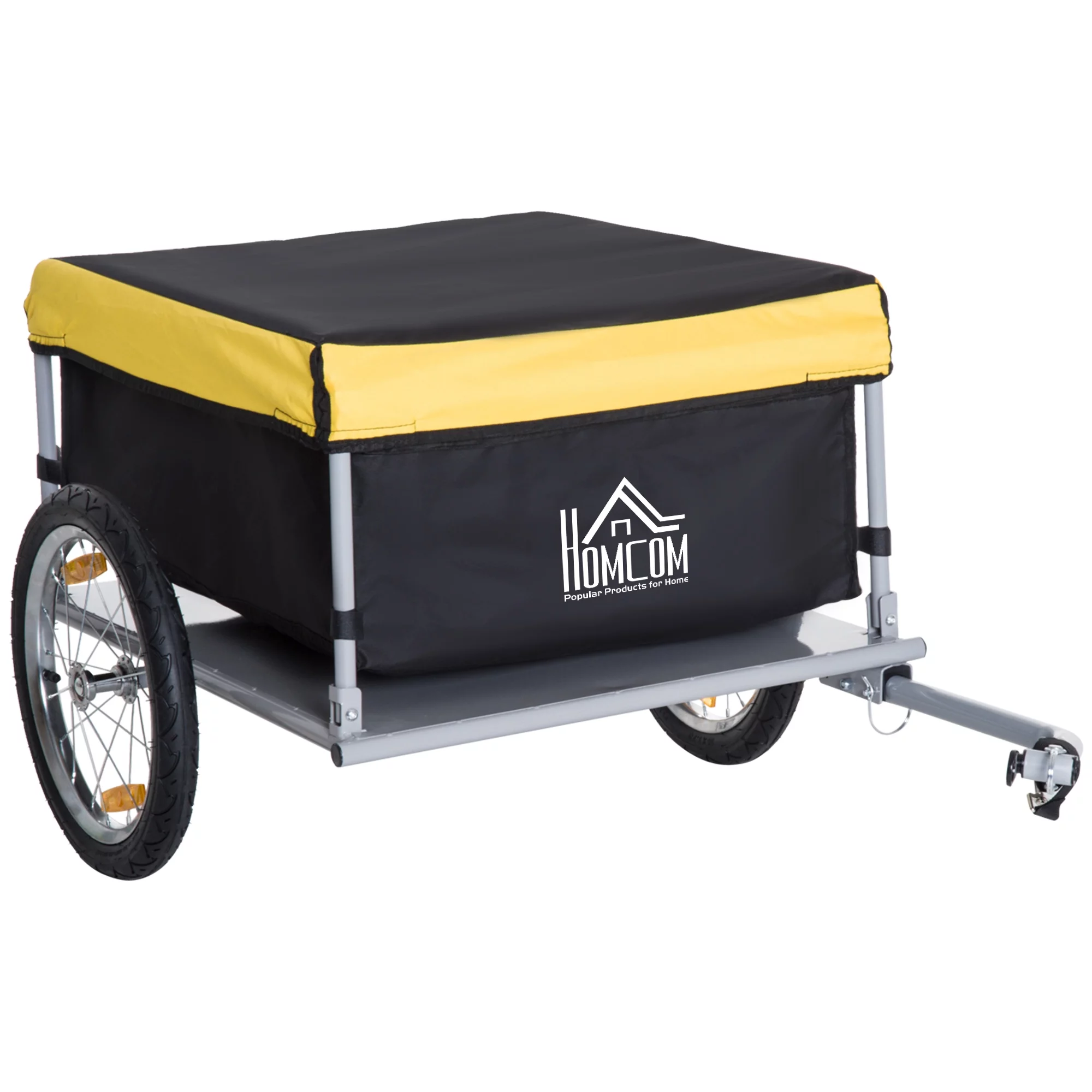 Aosom Bicycle Cargo Trailer, Two-Wheel Bike Luggage Wagon Trailer with Removable Cover, Fits 20
