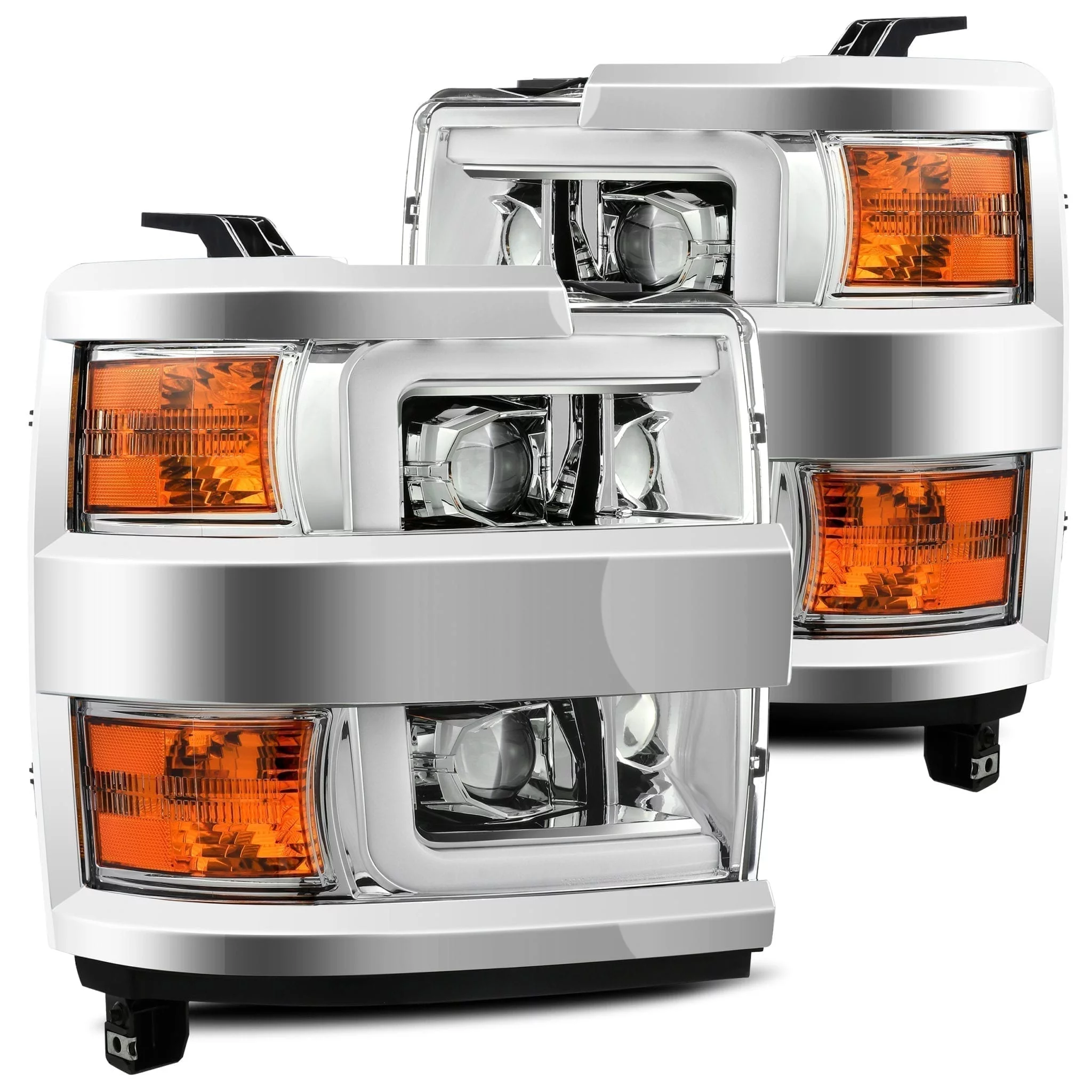 AlphaRex 15-19 Chevrolet Silverado 2500HD/3500HD PRO-Series Halogen Projector Headlights Chrome