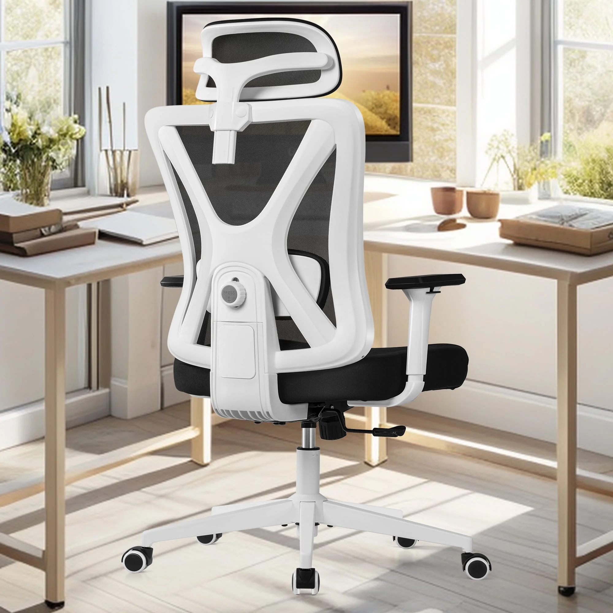 Ergonomic Office Chair Desk Chair High Back Computer Chair with Armrest and Lumbar Support, 300lb, Black