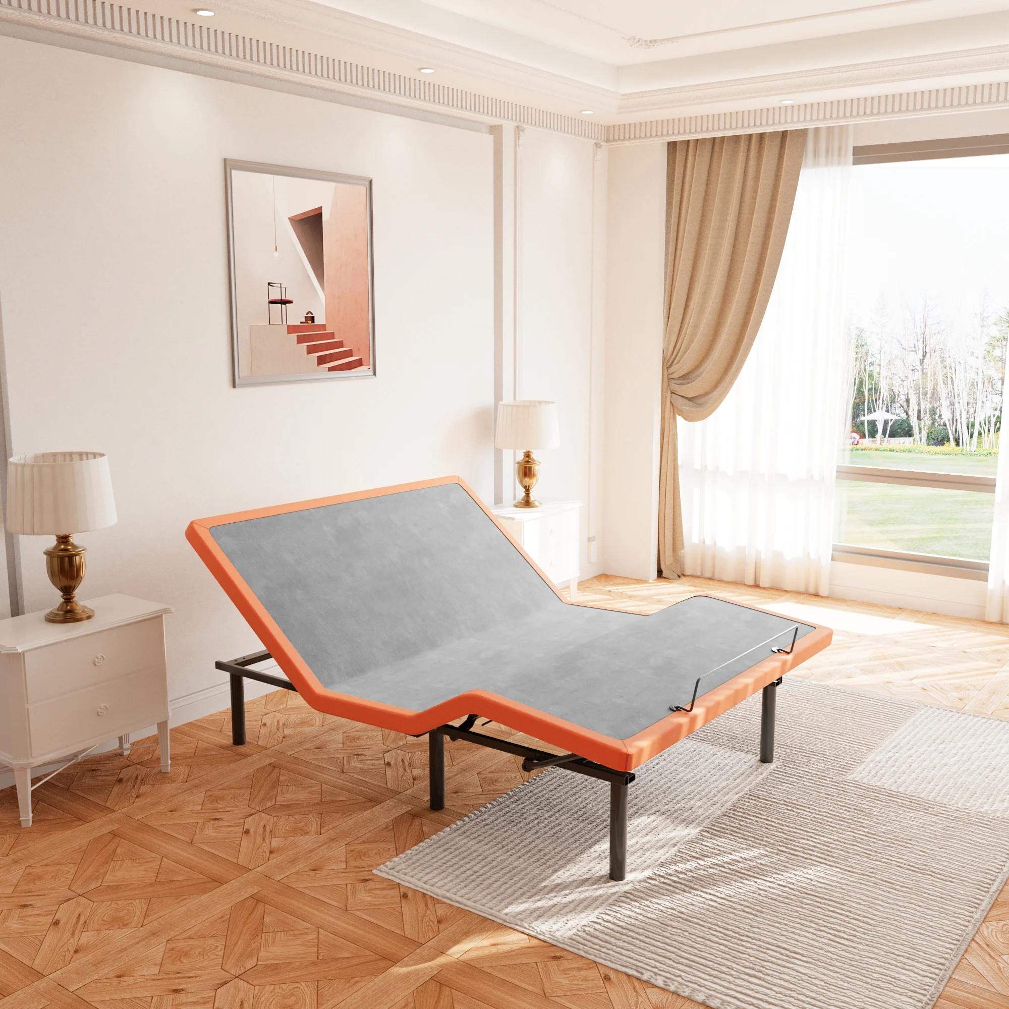 ESHINE Adjustable Bed Frame Queen, Wireless Remote&Bluetooth App Control, 5 Minutes Installation, Head and Foot Incline