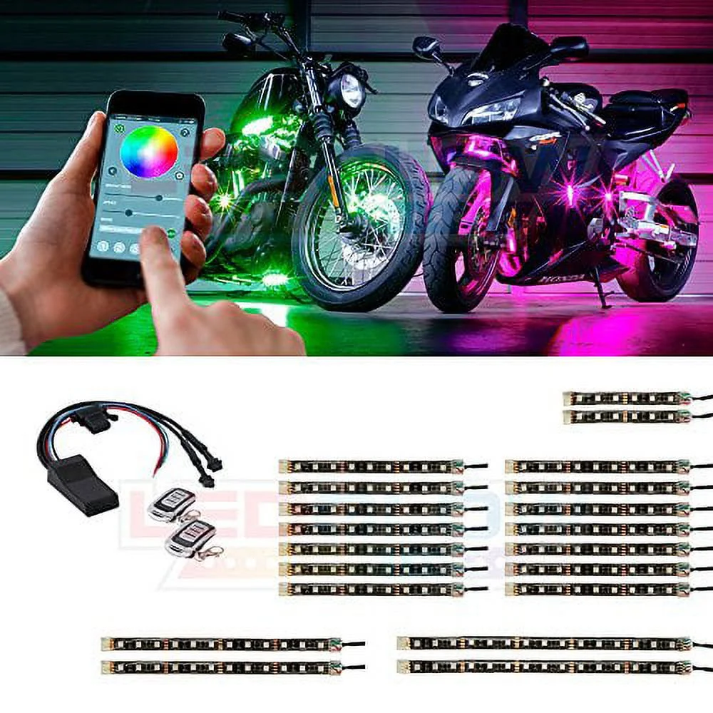 LEDGlow 20pc Advanced Million Color SMD LED Motorcycle Light Kit with Smartphone Control