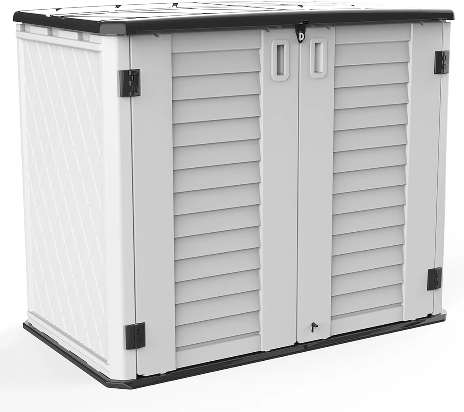 Horti Cubic Horizontal Storage Shed, Multi-Purpose Outdoor Storage Box, 34 Cubic Feet, White