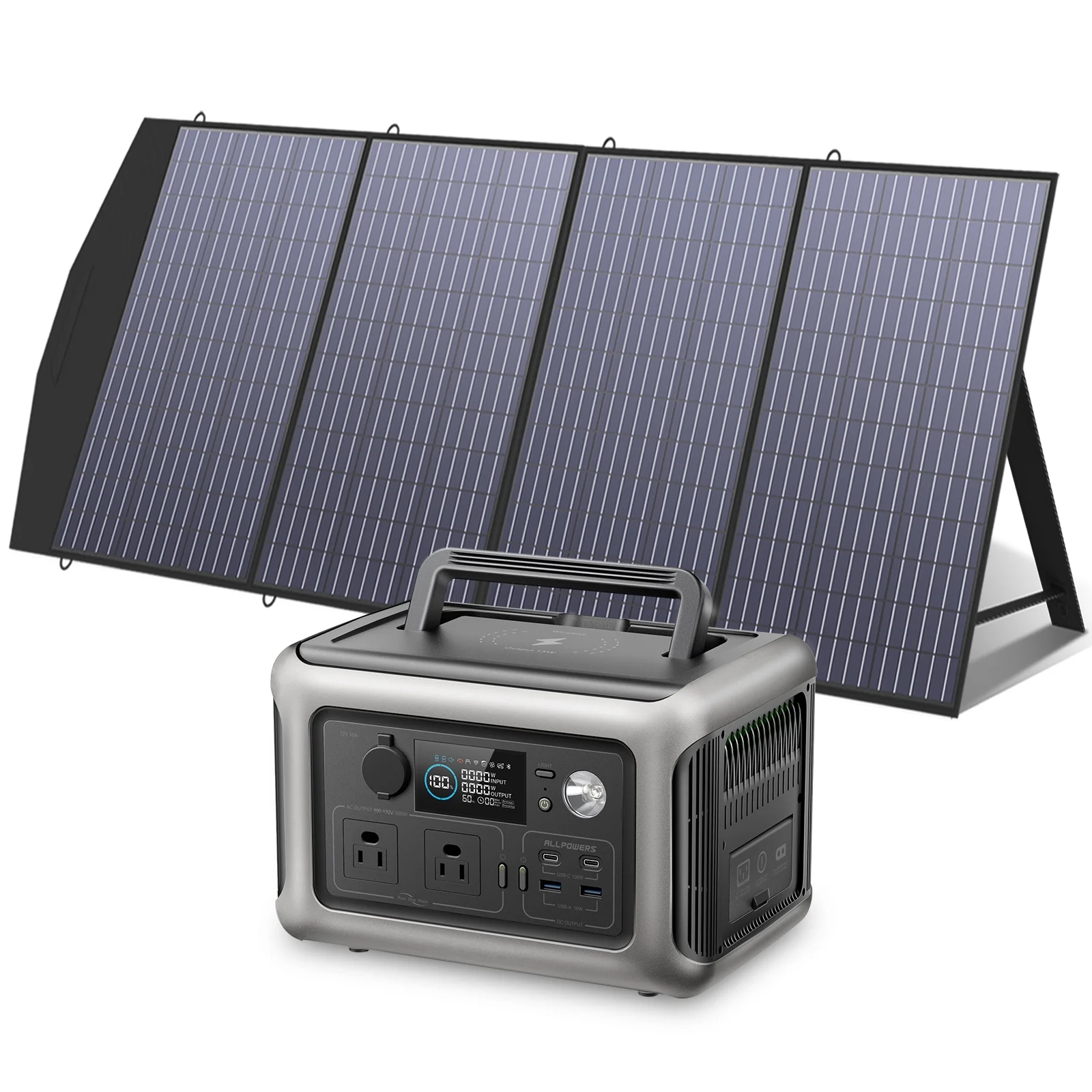 ALLPOWERS R600 Solar Generator Kit, 299Wh 600 Watts Portable Power Station with 200W Foldable Solar Panel 【Shipping Separately】