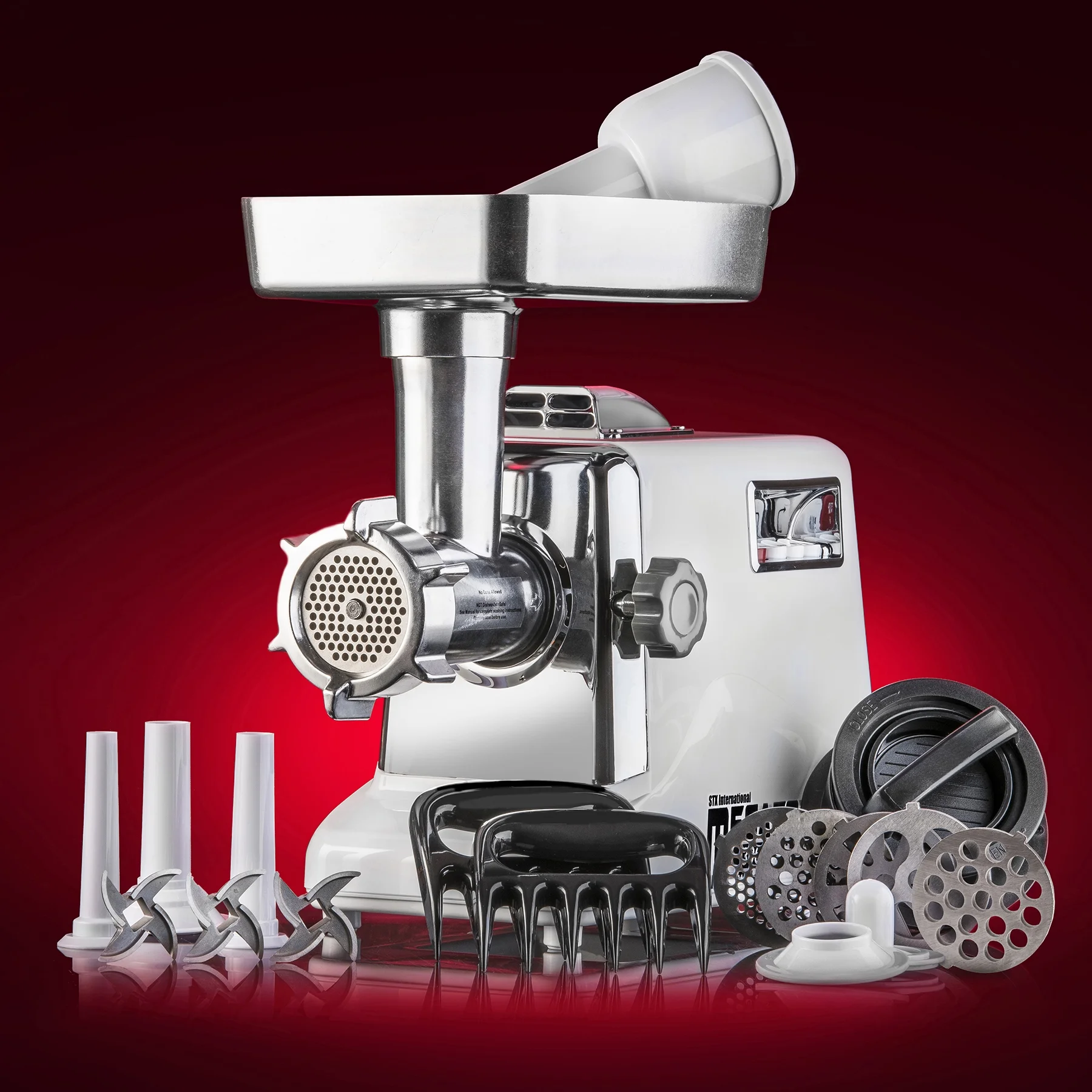 STX Intl Turboforce 3000 Powerful Electric Meat Grinder, 3 Speed, 4 Grinding Plates, Sausage Stuffer & More