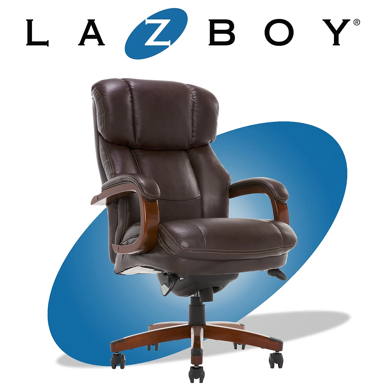 La-Z-Boy Fairmont Ergonomic Faux Leather Executive Big & Tall Chair 400 lb. Capacity Biscuit Brown