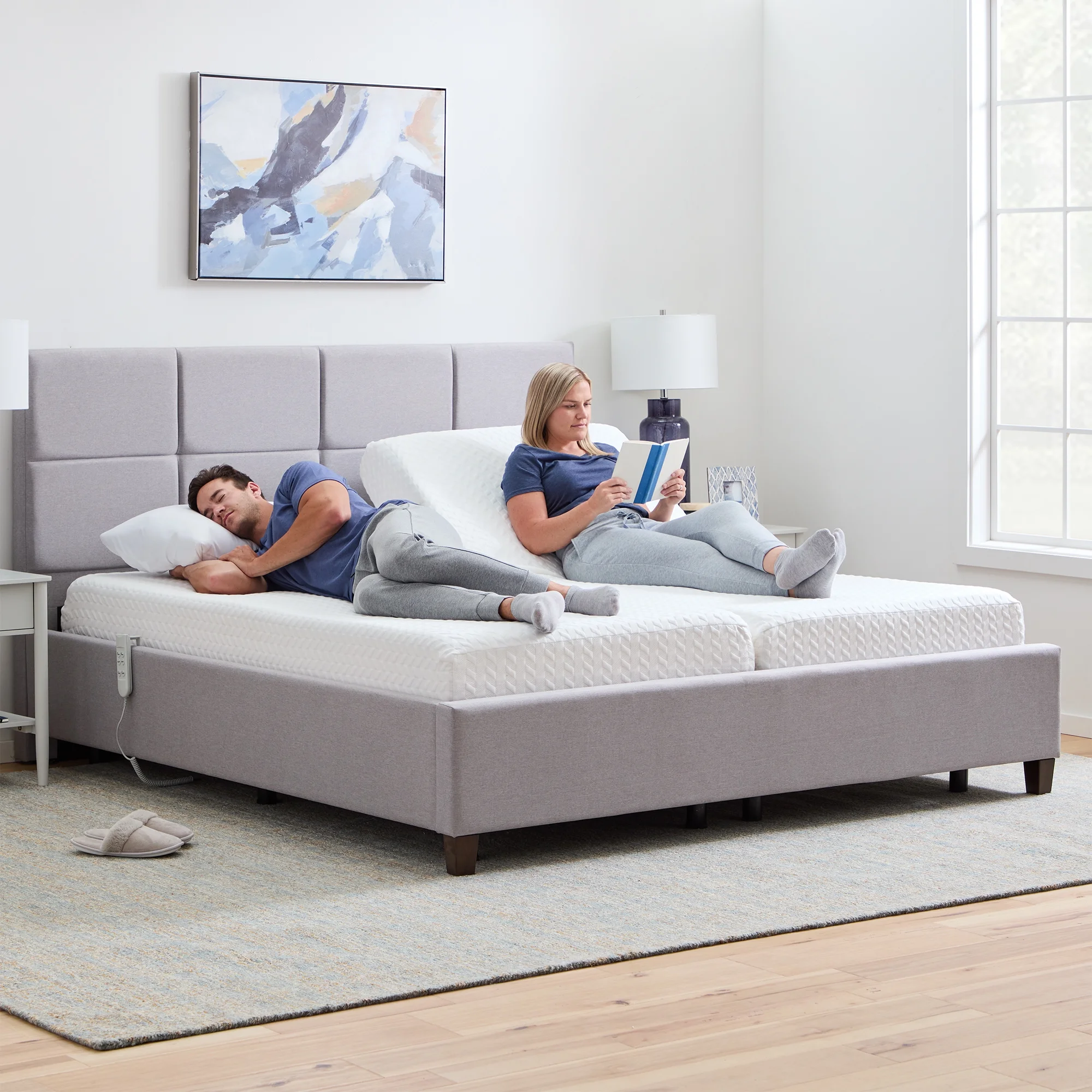 Lucid Basic Remote Controlled Steel Adjustable Bed Base, King/Split King (Ships in Two Boxes)
