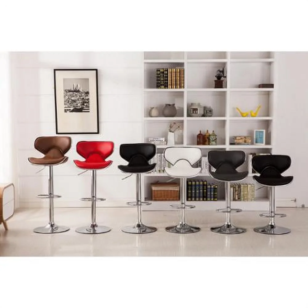 Roundhill Furniture Masaccio Leatherette Airlift Adjustable Swivel Barstool (Set of 2) Camel