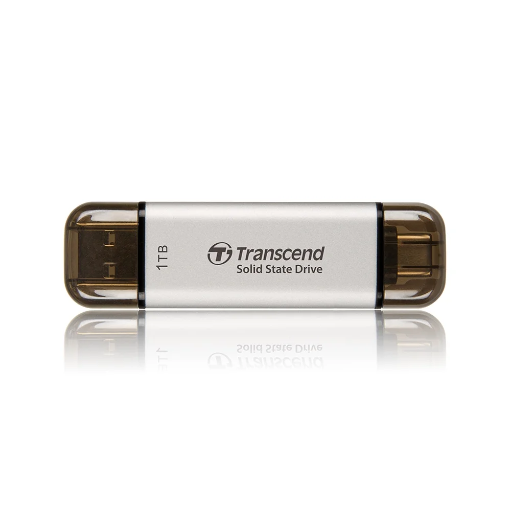 Transcend ESD310 - SSD - 1 TB - external (portable) - USB 3.2 Gen 2x1 (USB-C connector) - silver