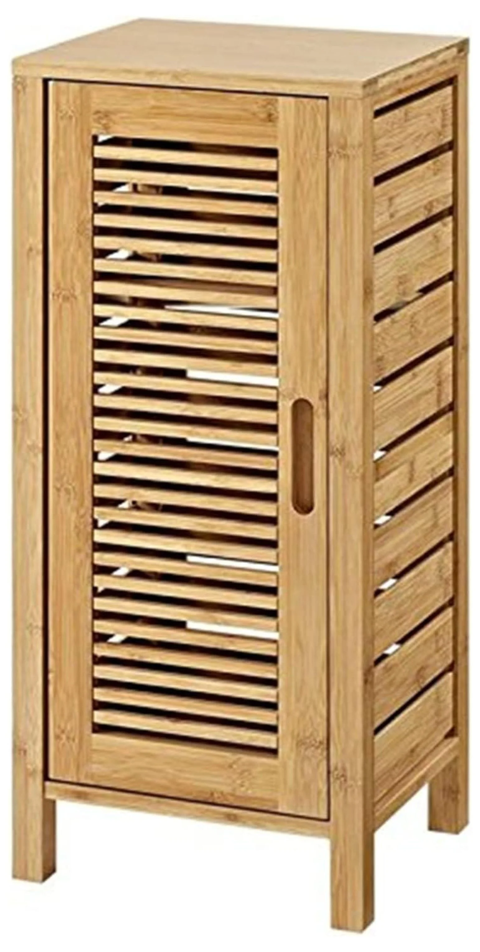 ZJINJIN Bracken 3 Shelf 1 Door Bathroom Storage Floor Cabinet, Bamboo Natural Bamboo