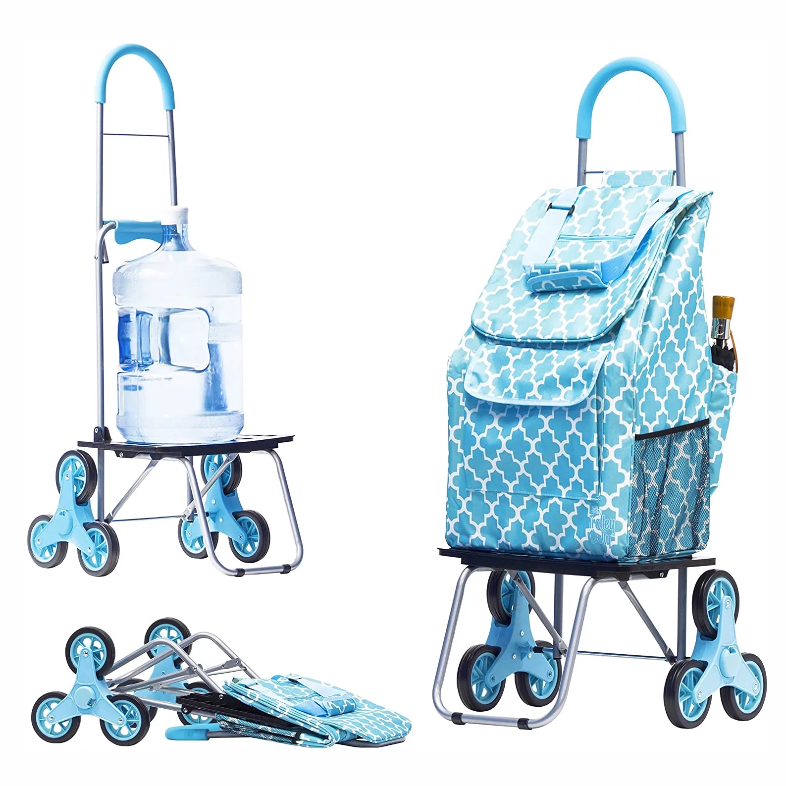 dbest products Stair Climber Bigger Trolley Dolly, Moroccan Tile Shopping Grocery Foldable Cart