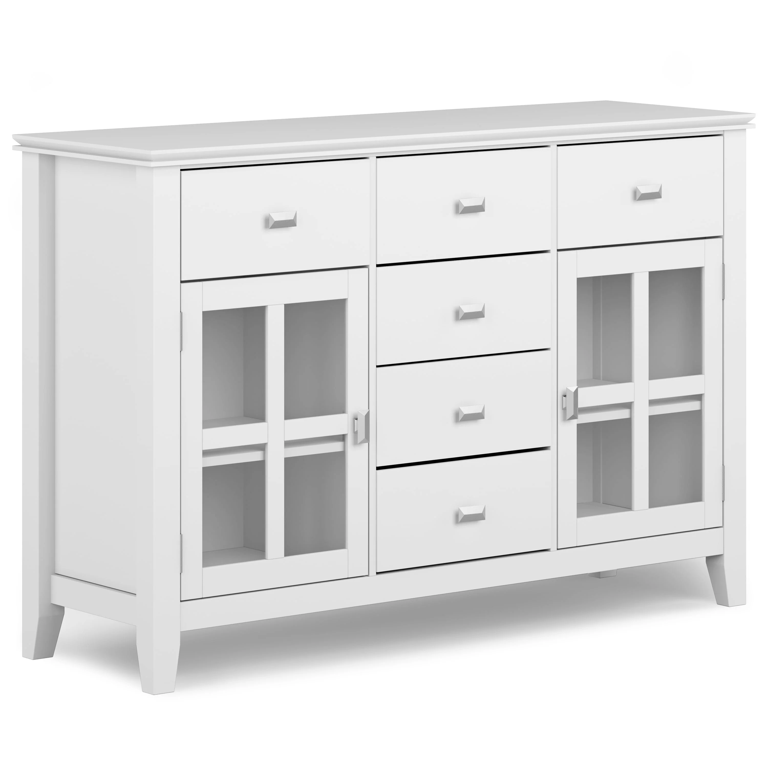 Simpli Home Artisan SOLID WOOD 54 inch Wide Contemporary Sideboard Buffet Credenza in White