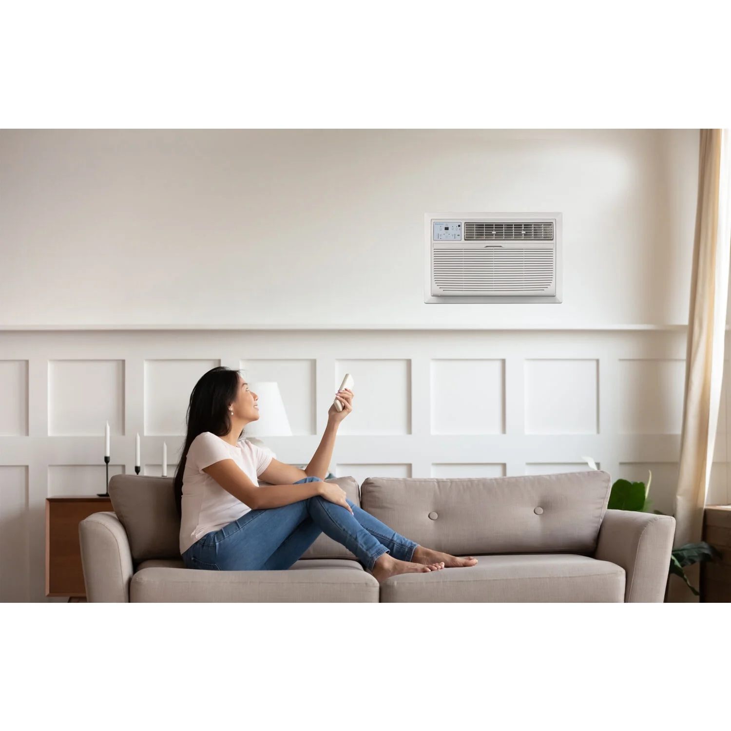 Keystone 10,000 BTU 115-Volt Through-the-Wall Air Conditioner with Remote, White, KSTAT10-1C