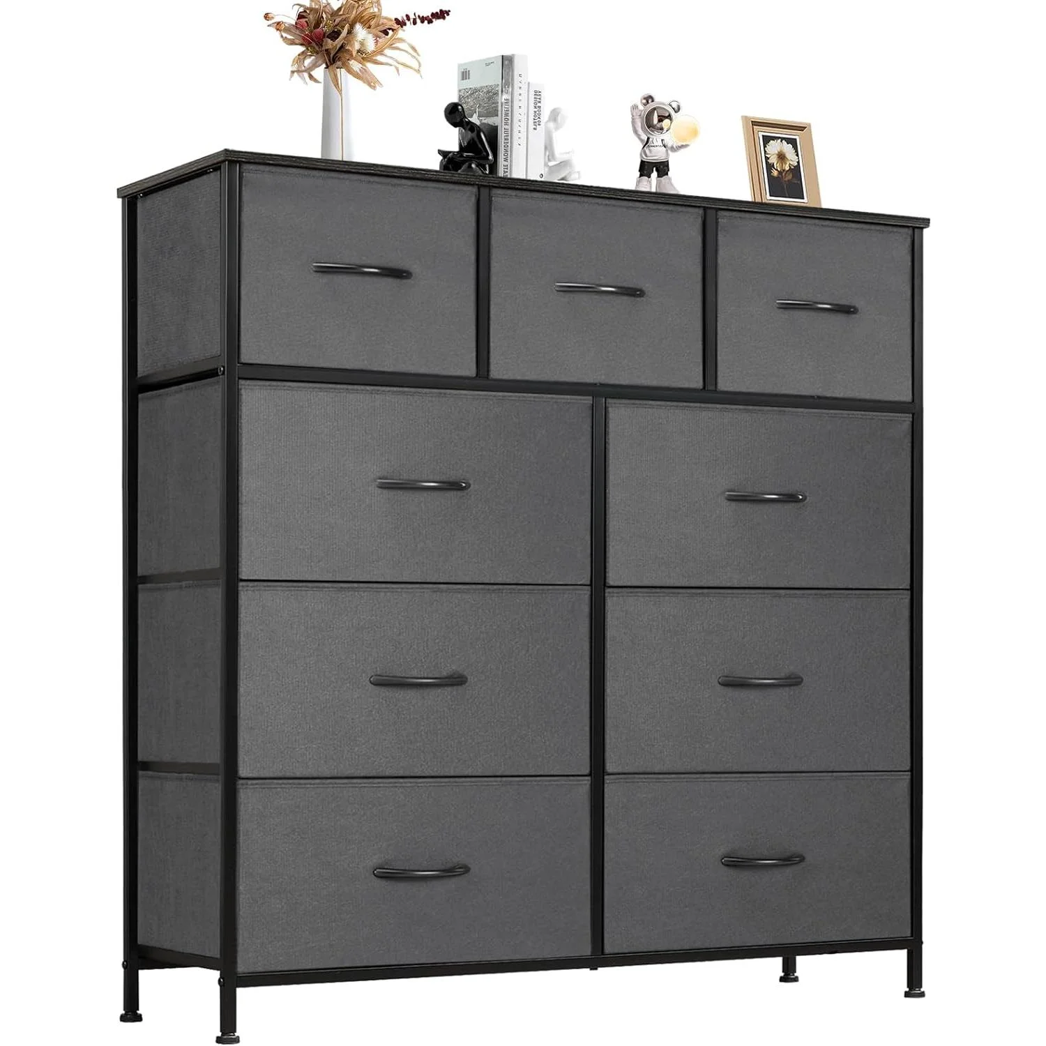 Dresser For Bedroom With 9 Fabric Drawers Wardrobe Steel Frame Assembly Closet For Clothes Storage Display Cabinet Of Furniture