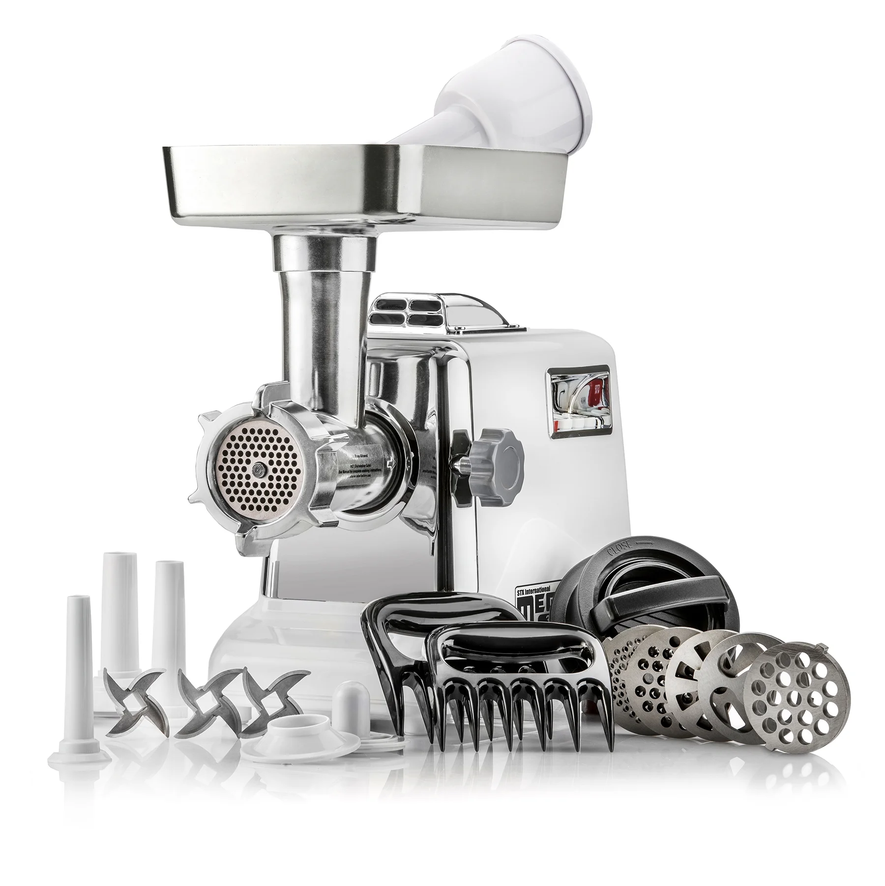STX Intl Turboforce 3000 Powerful Electric Meat Grinder, 3 Speed, 4 Grinding Plates, Sausage Stuffer & More