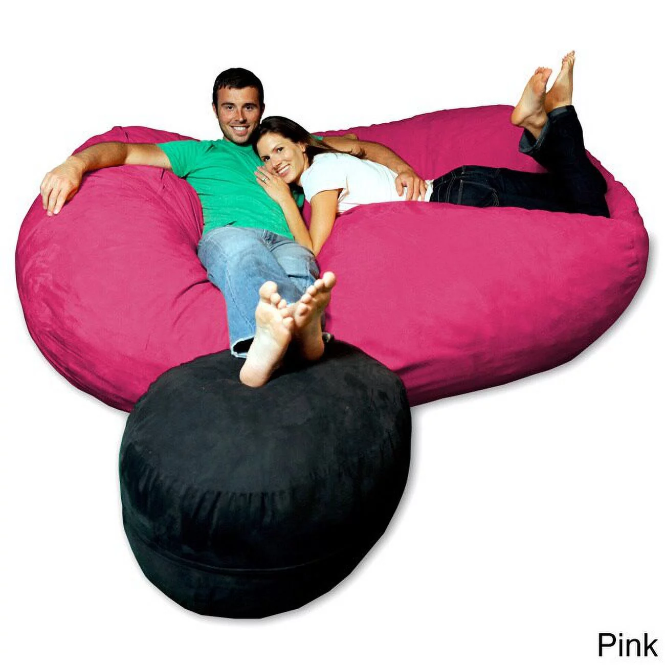 Theater Sacks LLC 7.5-foot Soft Memory Foam Micro Suede Beanbag Chair Lounger Pink Micro Suede