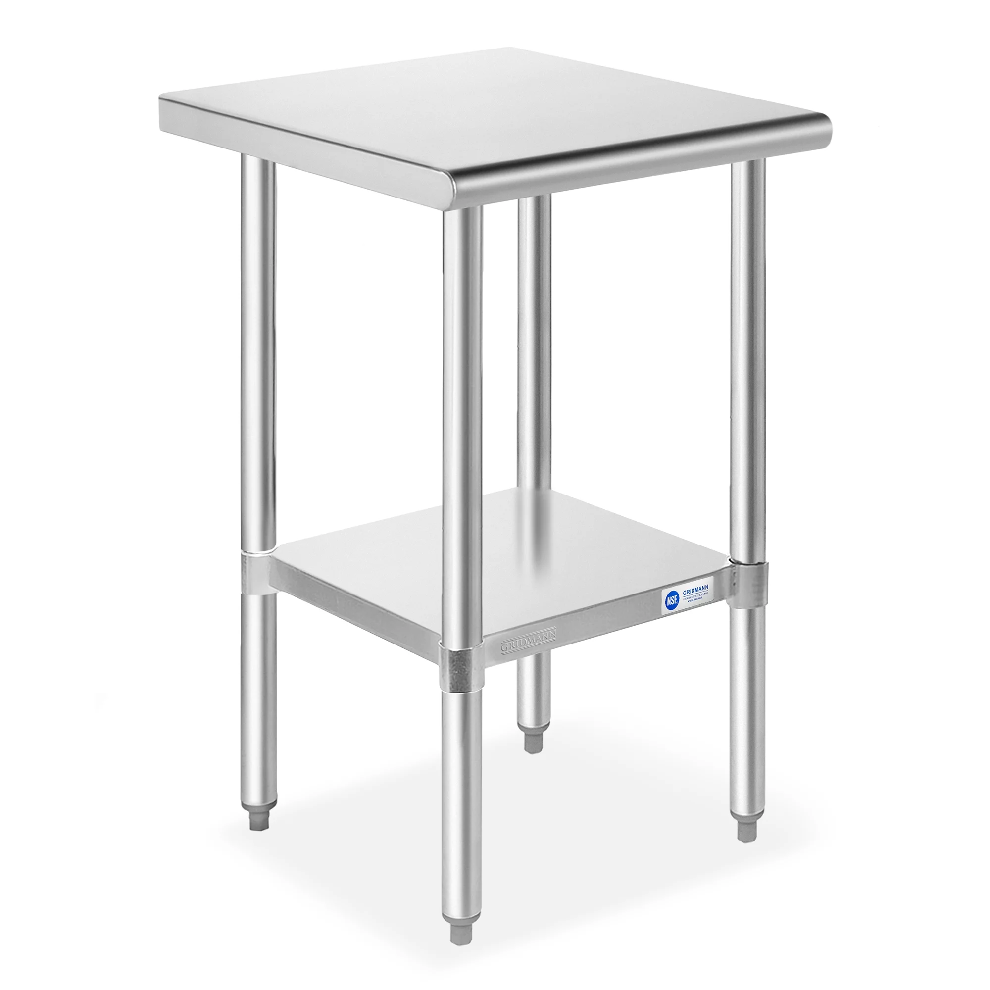 GRIDMANN 18 x 24 Inch Stainless Steel Table w/ Undershelf, NSF Commercial Kitchen Work & Prep Table