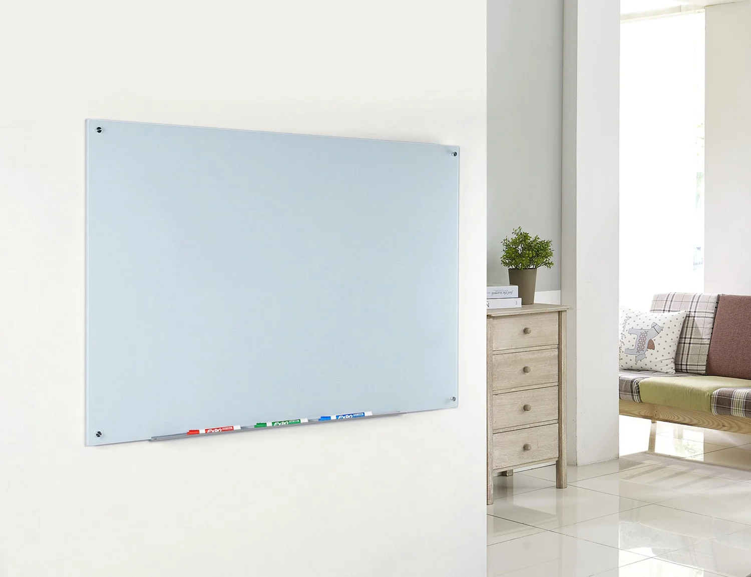 Audio-Visual Direct Magnetic Glass Dry-Erase Board Set - 36