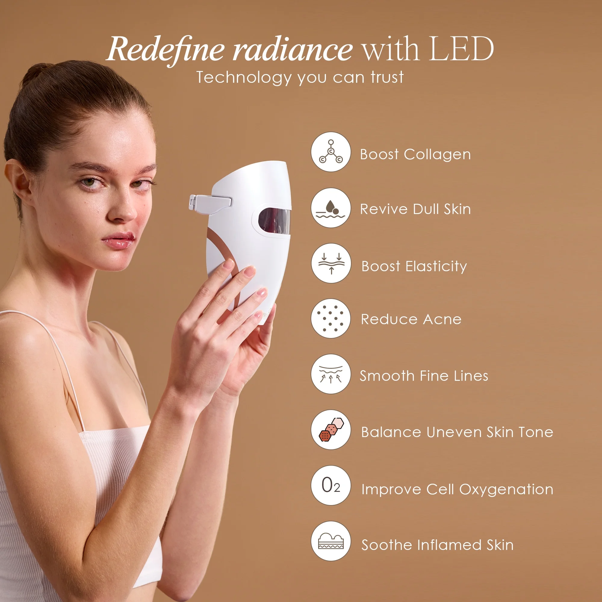 Project E Beauty Lumamask 7 | LED Facial Mask | 7 Colors Light Therapy | Anti-Aging | Anti-Acne